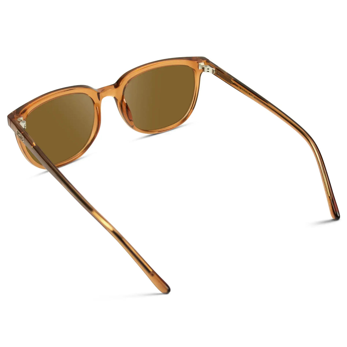 Crystal Brown / Amber || Back view of Men's Square Prescription Sunglasses with Crystal Brown Frame and Amber Lenses on a white background