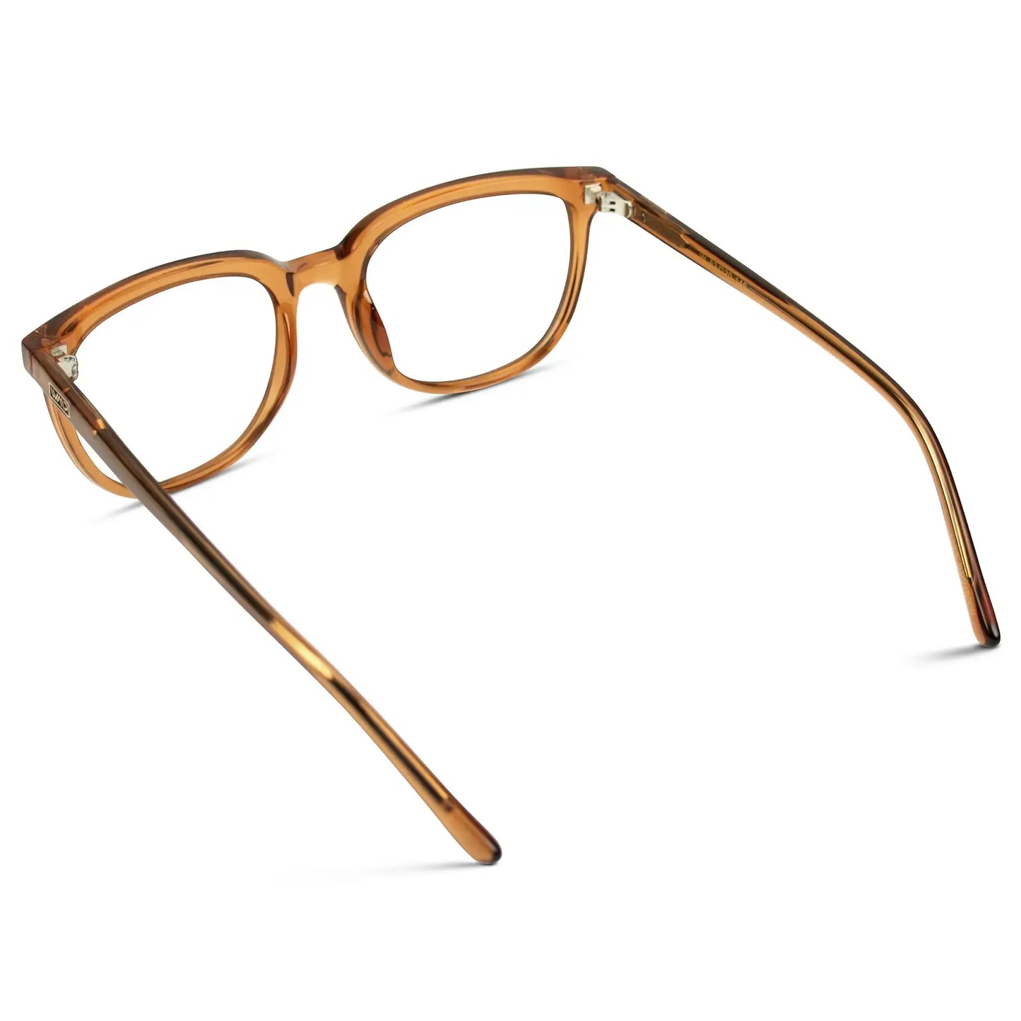 Crystal Brown || Back view of Men's Square Eyeglasses with Crystal Brown Frame Glasses and Clear Prescription Lenses on a white background