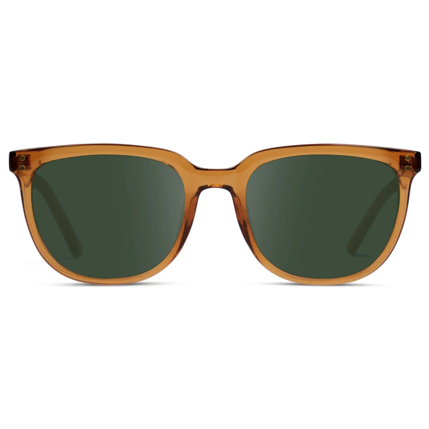 Crystal Brown / G15 || Men's Square Prescription Sunglasses with Crystal Brown Frame and Green Lenses on a white background