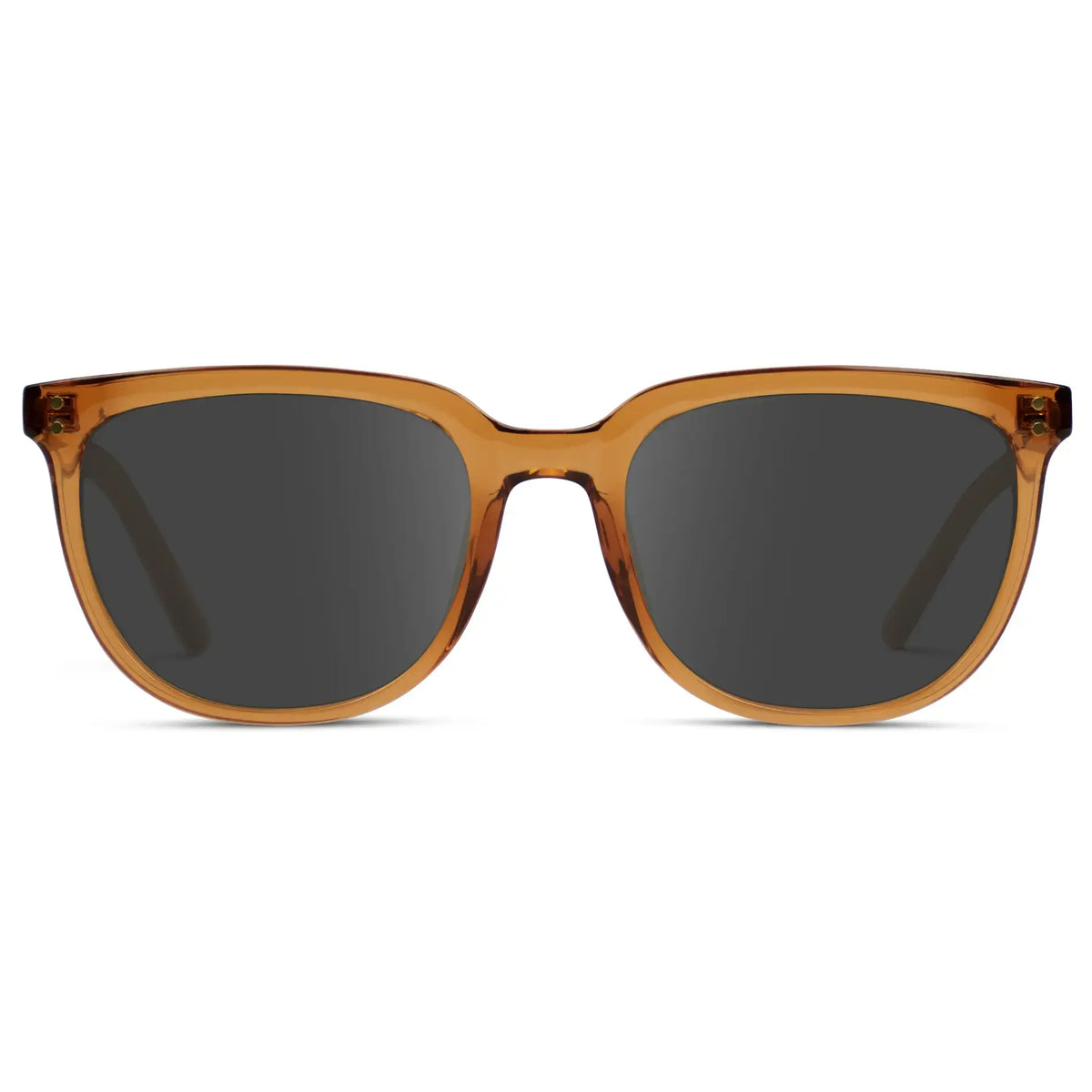 Crystal Brown / Grey || Men's Square Prescription Sunglasses with Crystal Brown Frame and Grey Lenses on a white background