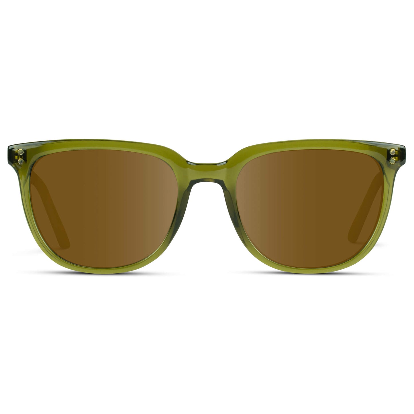 Crystal Saguaro Green / Amber Lens || Green Square Frame Sunglasses with Brown Prescription Lenses