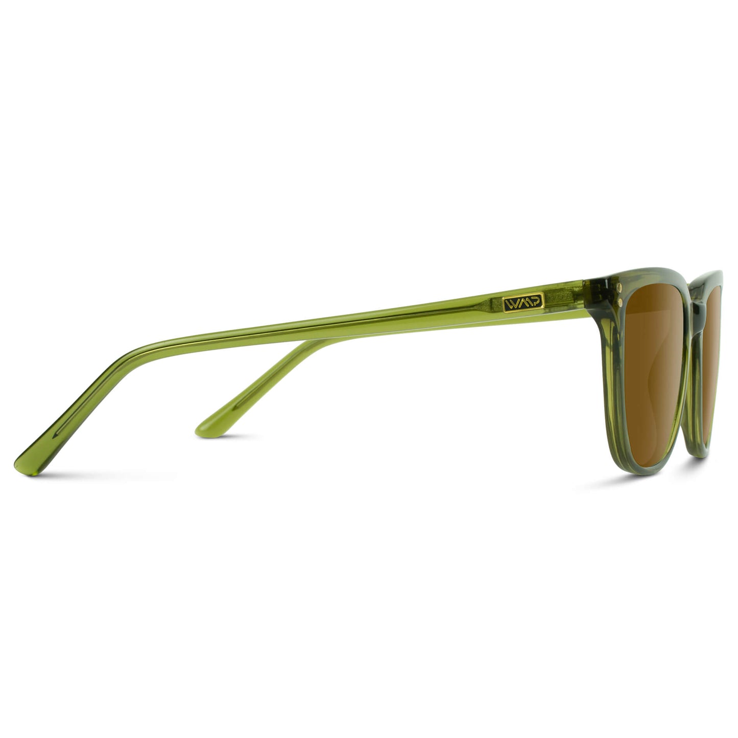 Crystal Saguaro Green / Amber Lens || Green Square Frame Sunglasses with Brown Prescription Lenses