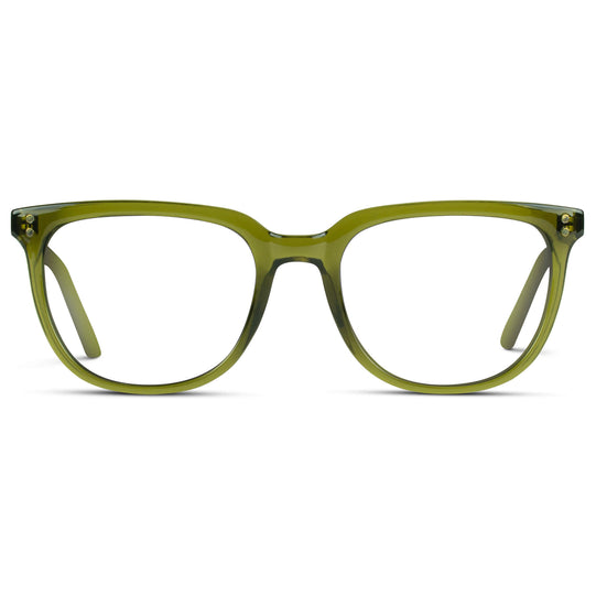 Crystal Saguaro Green || Green Square Frame Glasses with Clear Prescription Lenses
