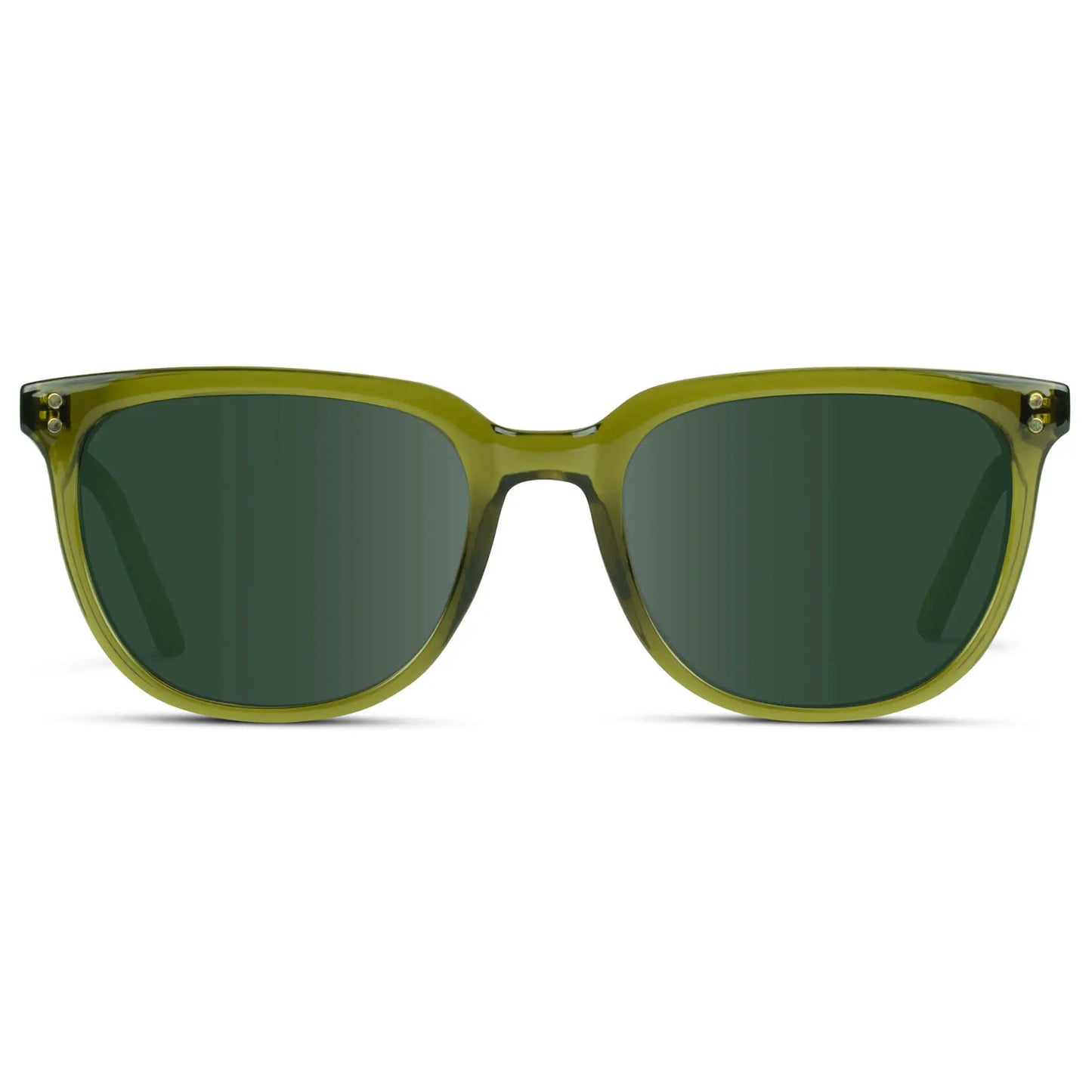 Crystal Saguaro Green / G15 || Men's Square Prescription Sunglasses with Crystal Saguaro Green Frame and Green Lenses on a white background