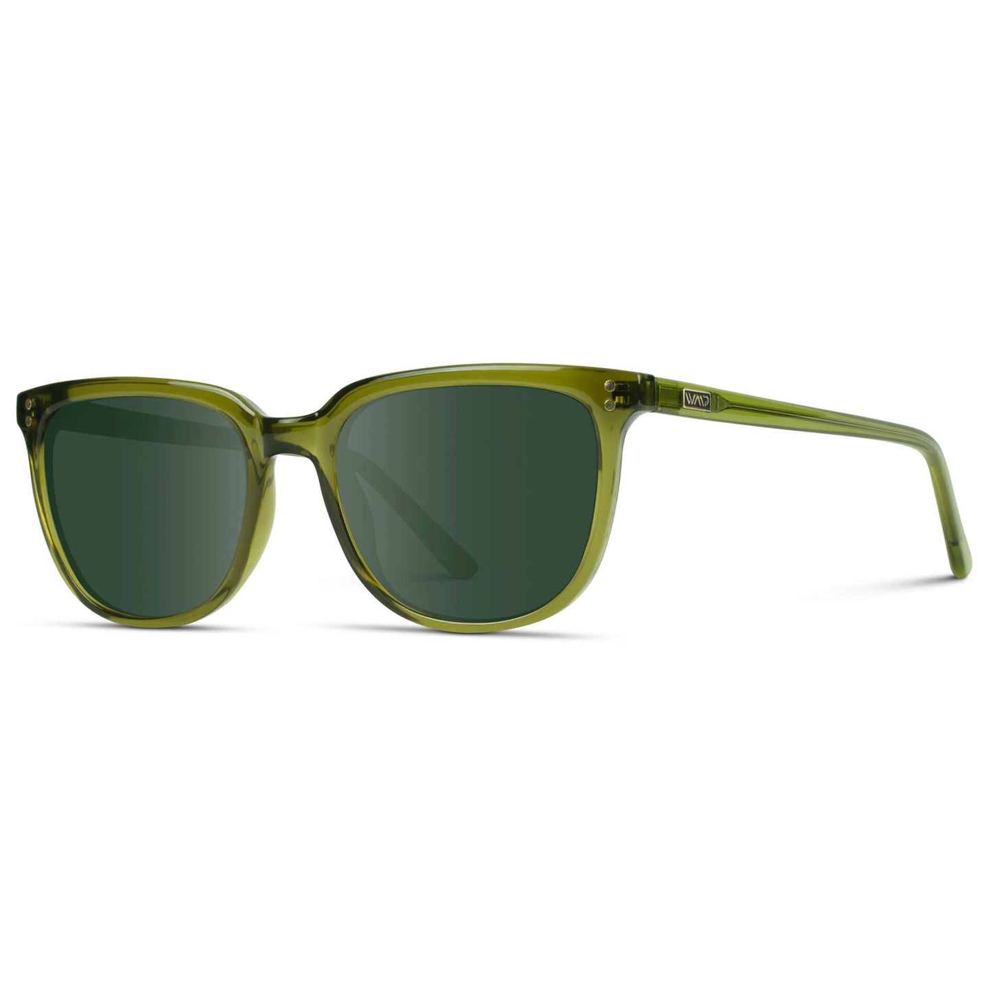Crystal Saguaro Green / G15 Lens || Green Square Frame Sunglasses with Grey Prescription Lenses