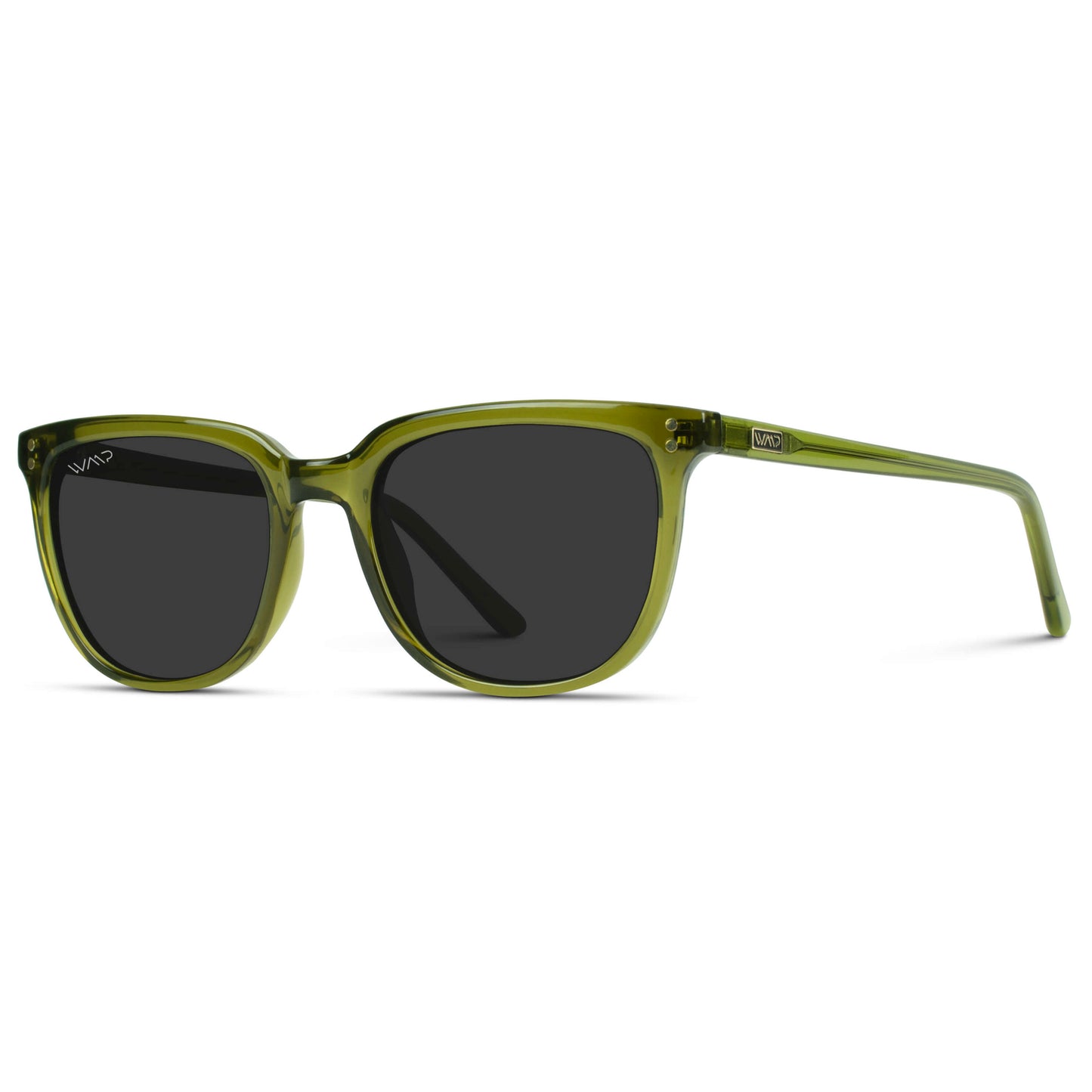 Crystal Saguaro Green / Black Lens || Green Square Frame Sunglasses with Black Polarized Lenses
