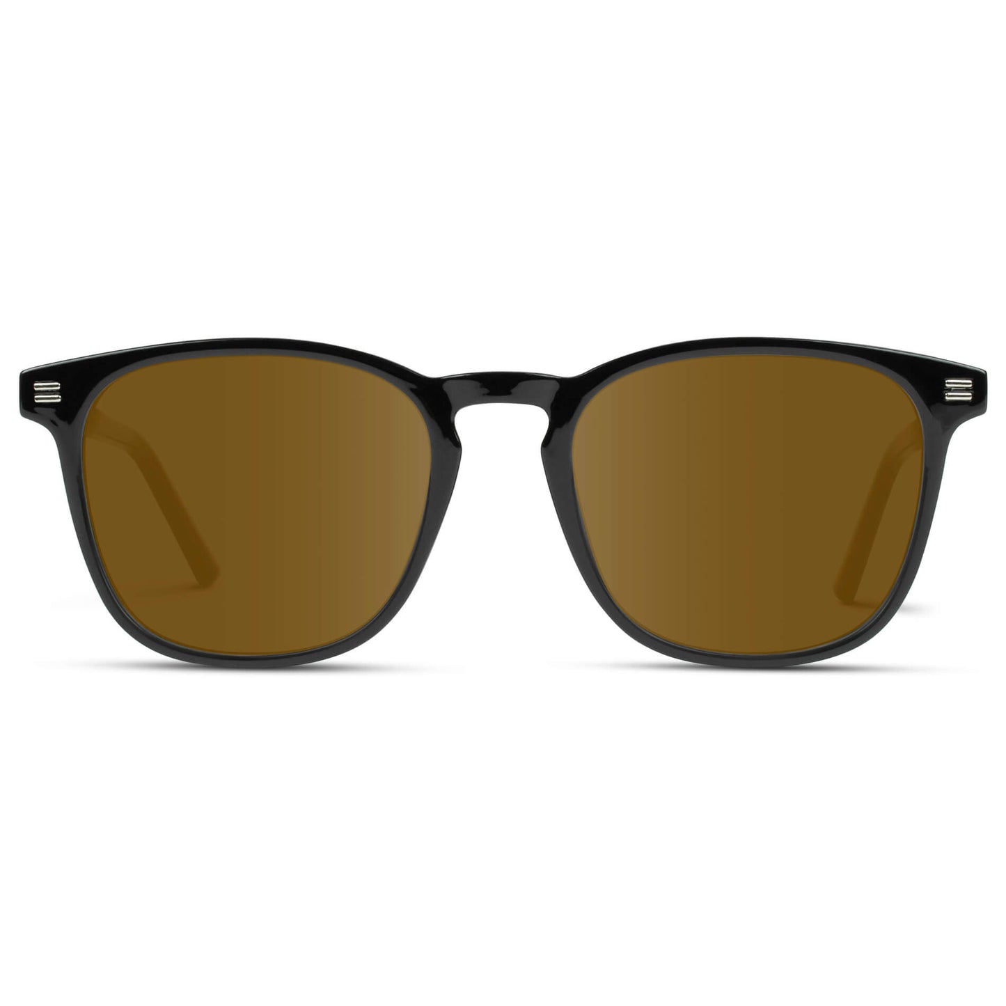 Black / Amber Lens || Black Square Frame Prescription Sunglasses with Brown Lenses