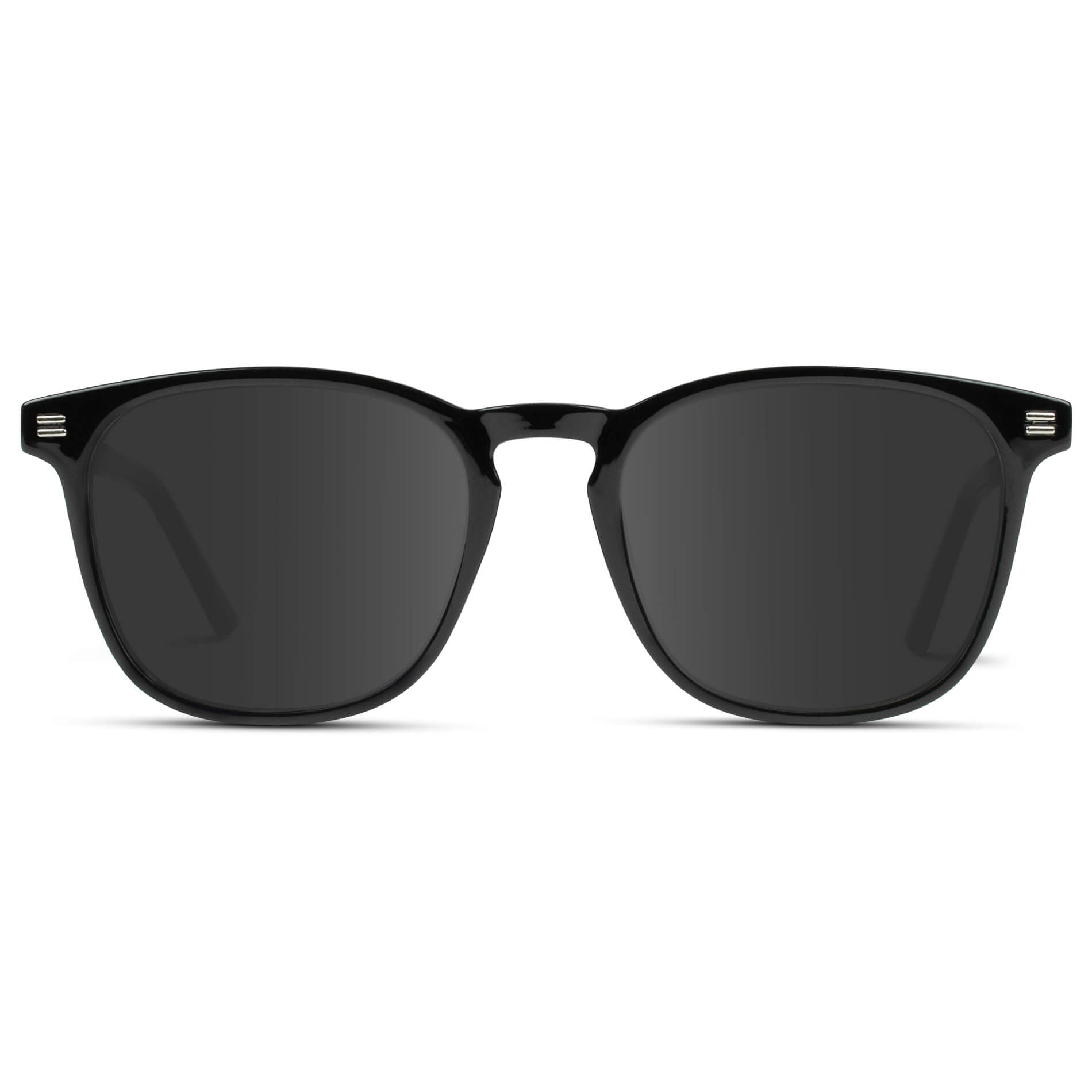Black / Grey Lens || Black Square Frame Prescription Sunglasses with Grey Lenses
