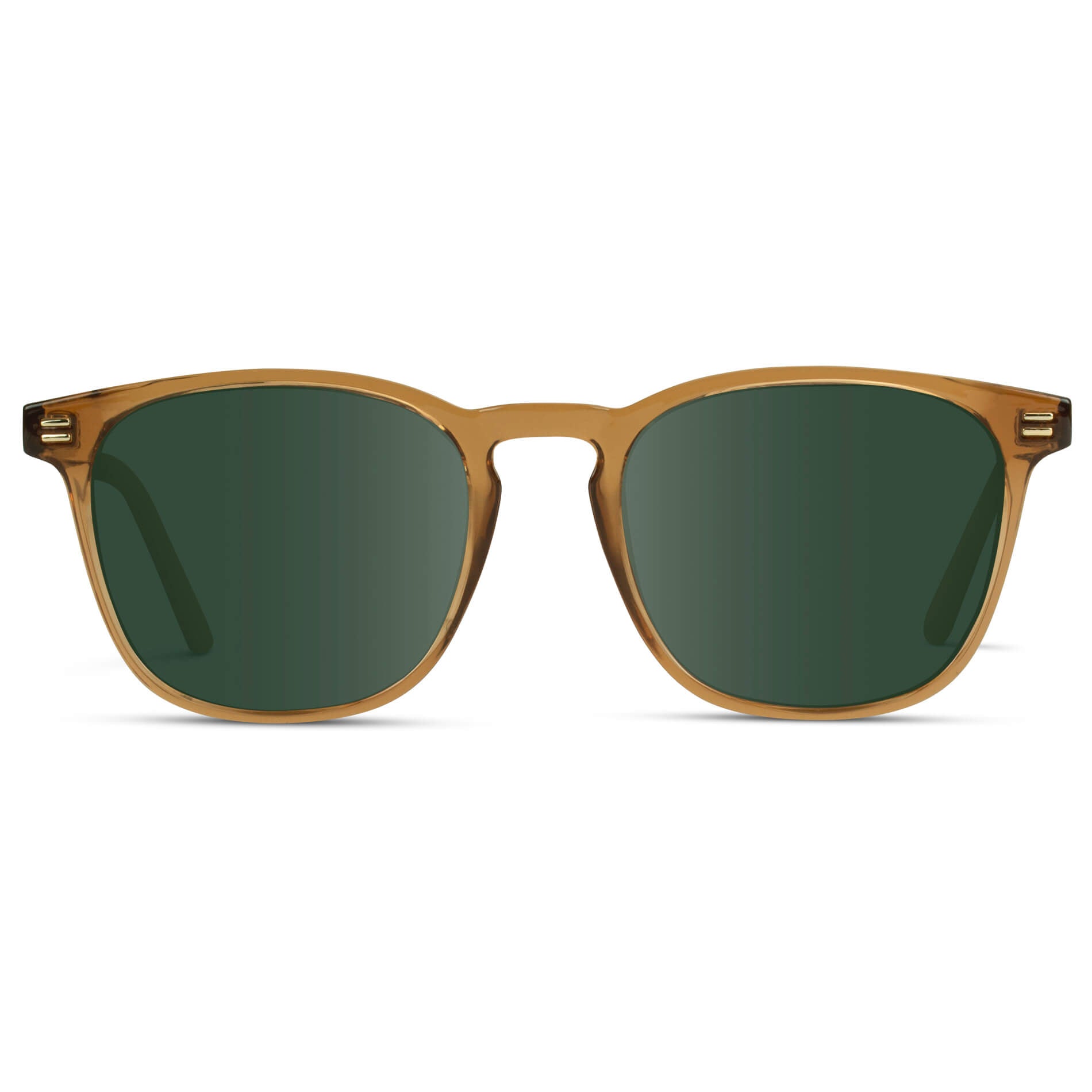 Crystal Brown / G15 Lens || Brown Square Frame Prescription Sunglasses with Green Lenses