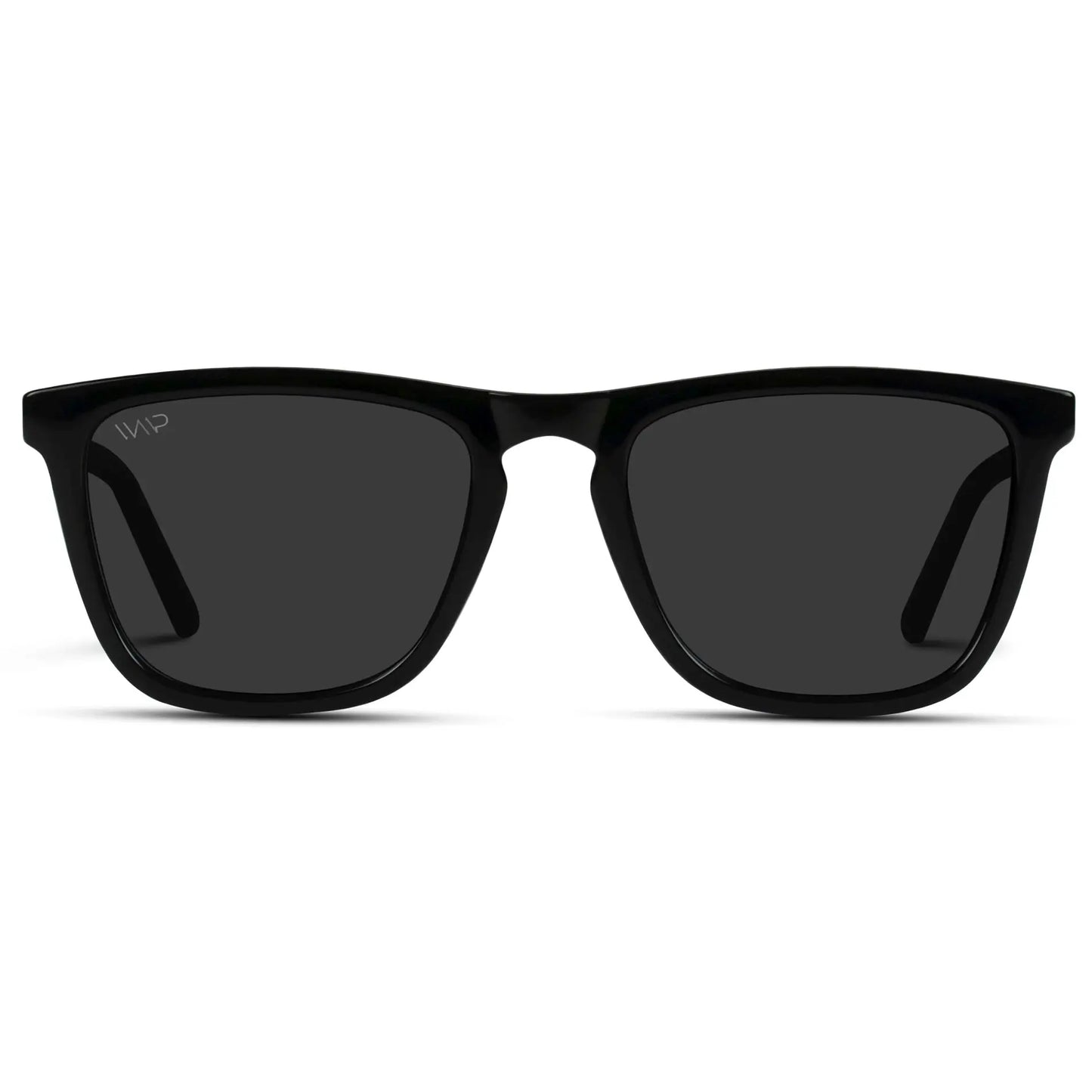 Black / Black Lens || Black Classic Square Frame Sunglasses with Black Polarized Lenses