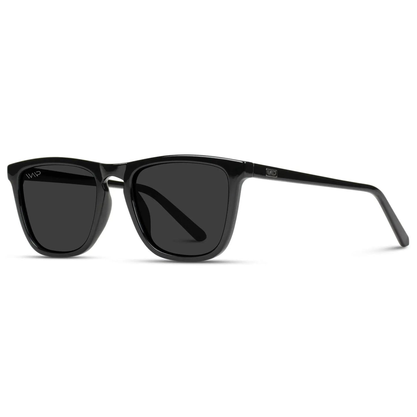 Black / Black Lens || Black Classic Square Frame Sunglasses with Black Polarized Lenses