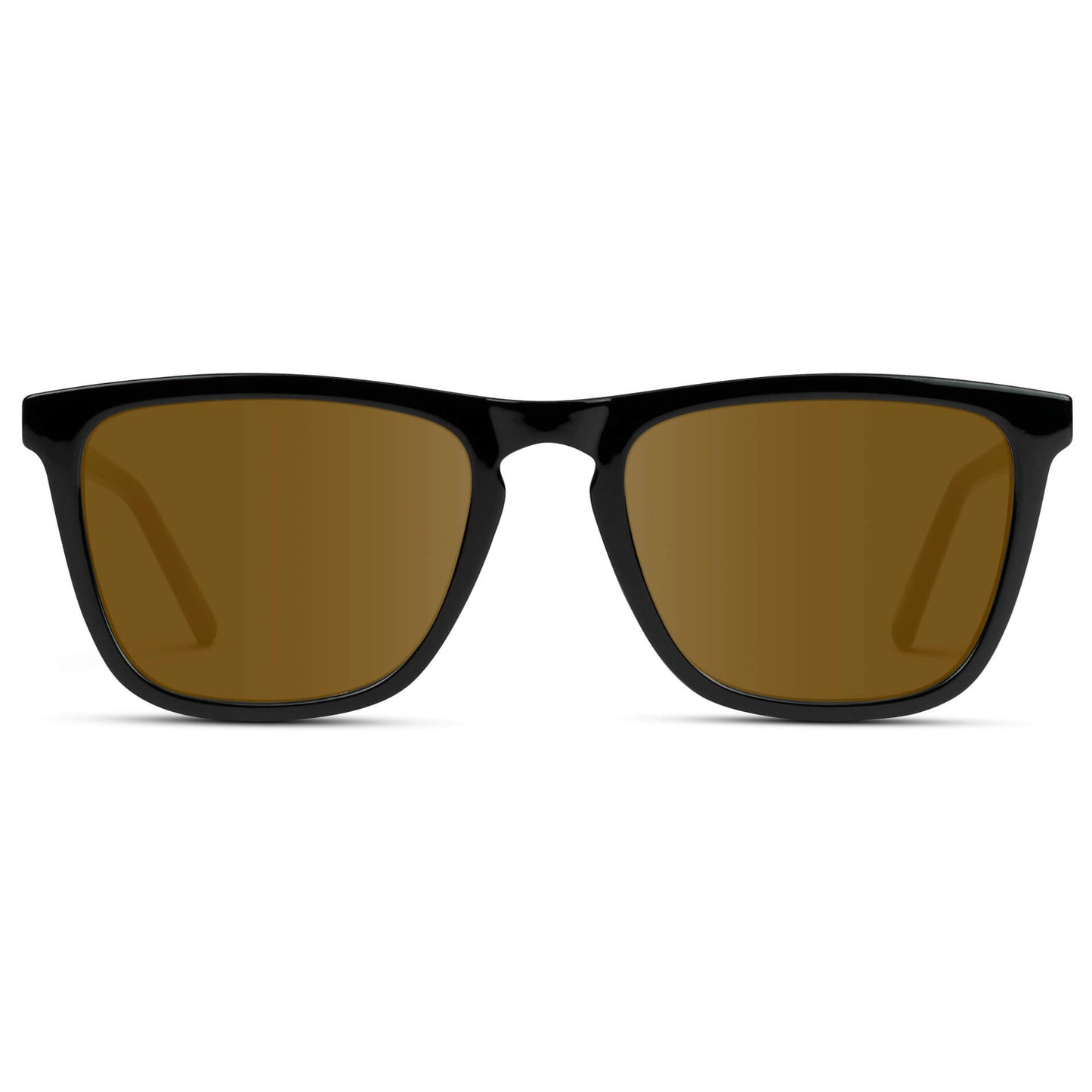 Black / Amber Lens || Black Square Frame Prescription Sunglasses with Brown Lenses