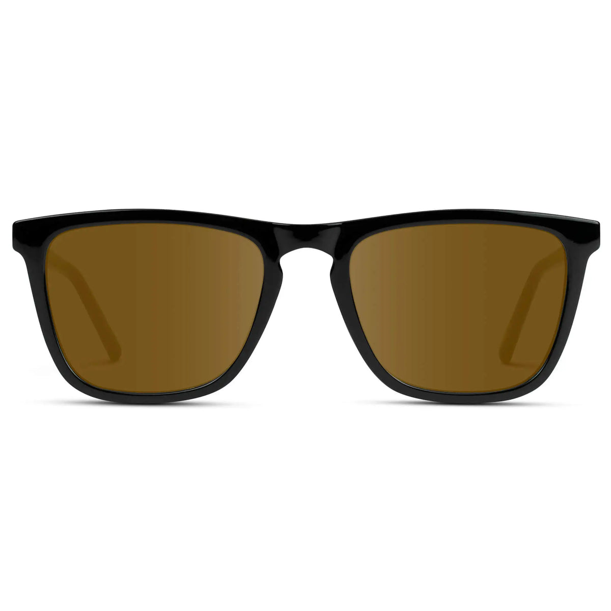 Black / Amber || Men's Square Prescription Sunglasses with Black Frame and Amber Lenses on a white background