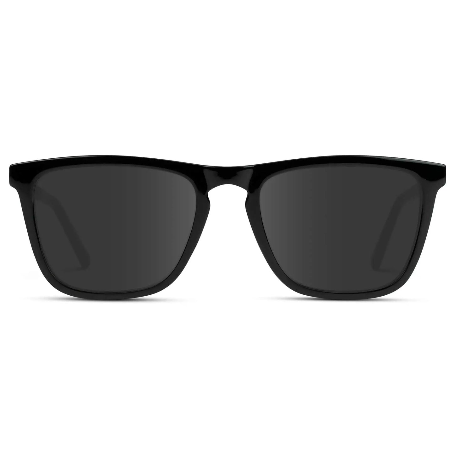 Black / Grey || Men's Square Prescription Sunglasses with Black Frame and Grey Lenses on a white background