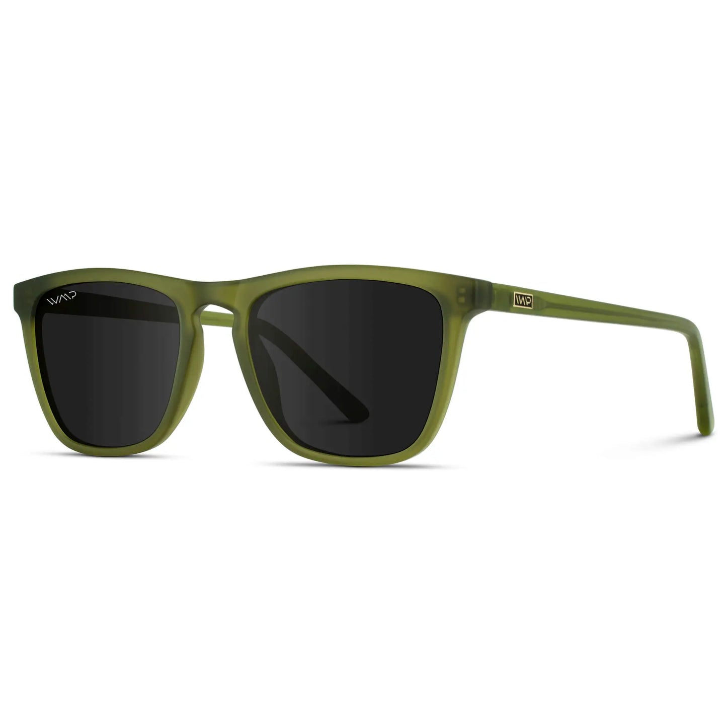 Frosted Saguaro Green / Black Lens || Green Classic Square Frame Sunglasses with Black Polarized Lenses