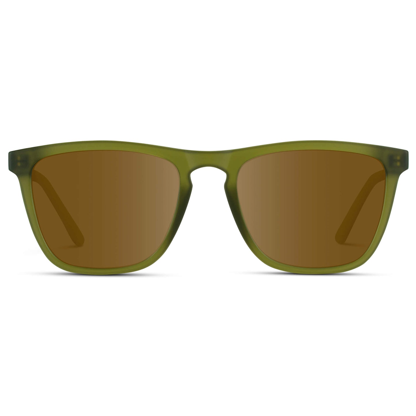 Frosted Saguaro Green / Amber Lens || Green Square Frame Prescription Sunglasses with Brown Lenses