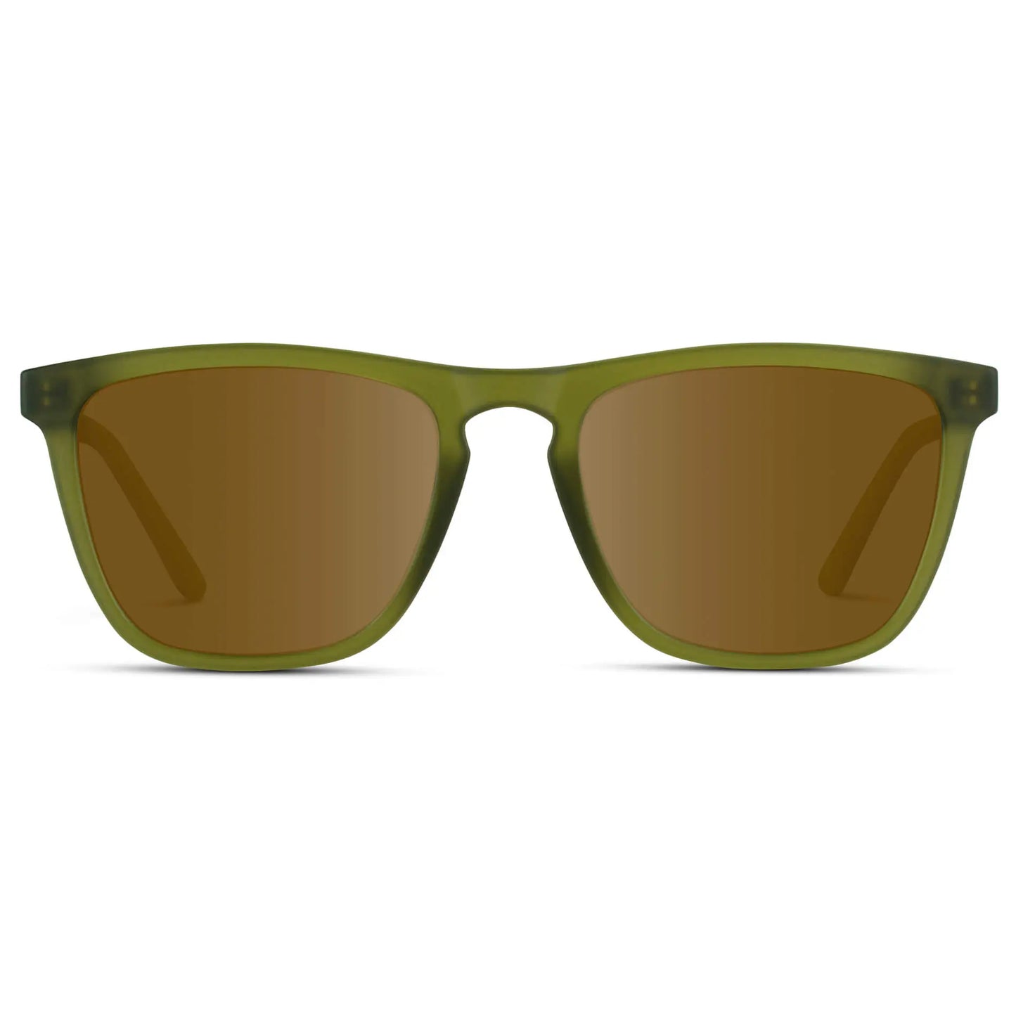 Frosted Saguaro Green / Amber || Men's Square Prescription Sunglasses with Frosted Saguaro Green Frame and Amber Lenses on a white background