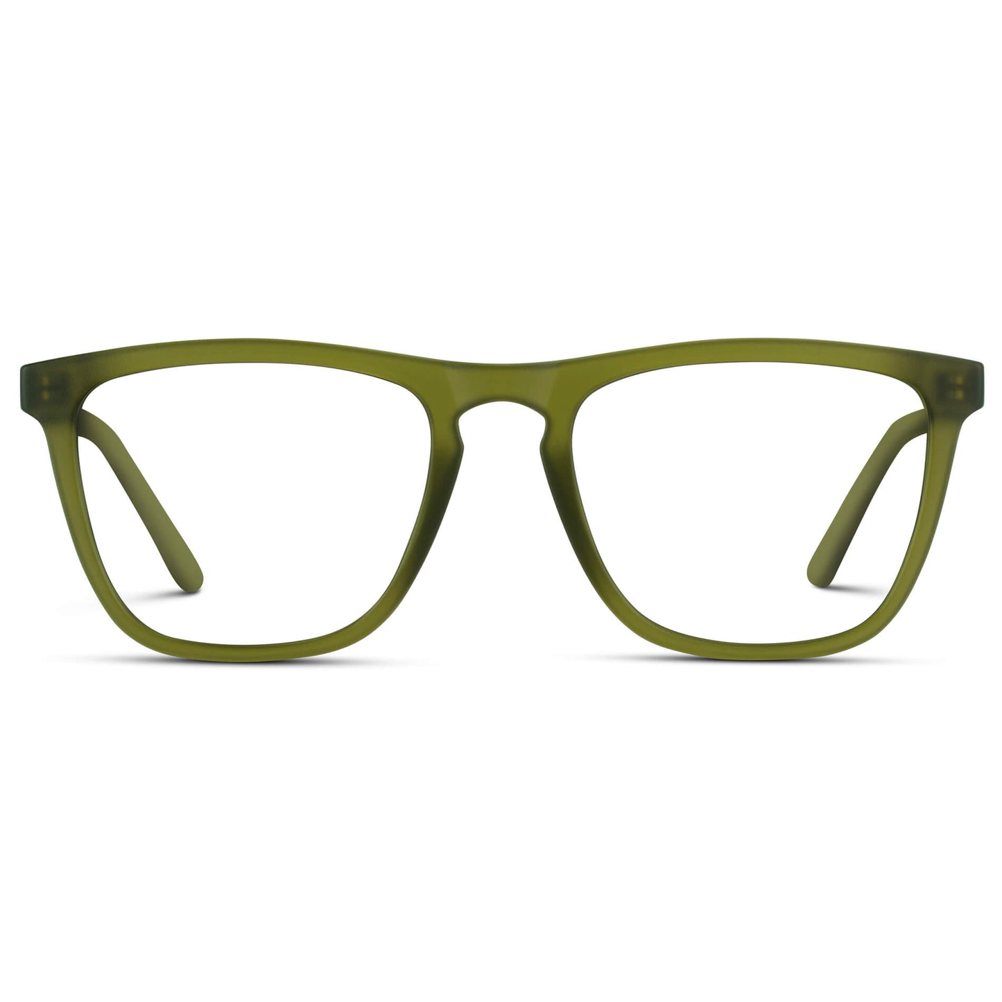 Frosted Saguaro Green || Green Square Frame Prescription Glasses with Clear Lenses