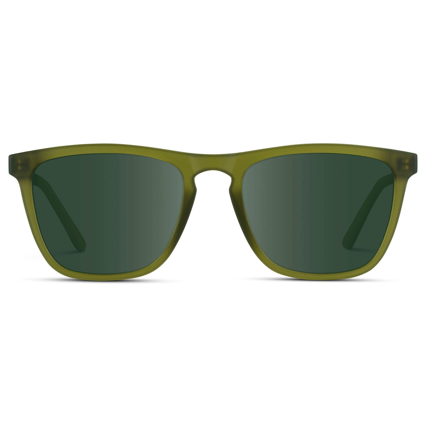 Frosted Saguaro Green / G15 Lens || Green Square Frame Prescription Sunglasses with Green Lenses
