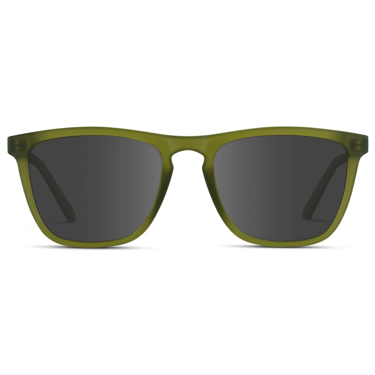Frosted Saguaro Green / Grey || Men's Square Prescription Sunglasses with Frosted Saguaro Green Frame and Grey Lenses on a white background