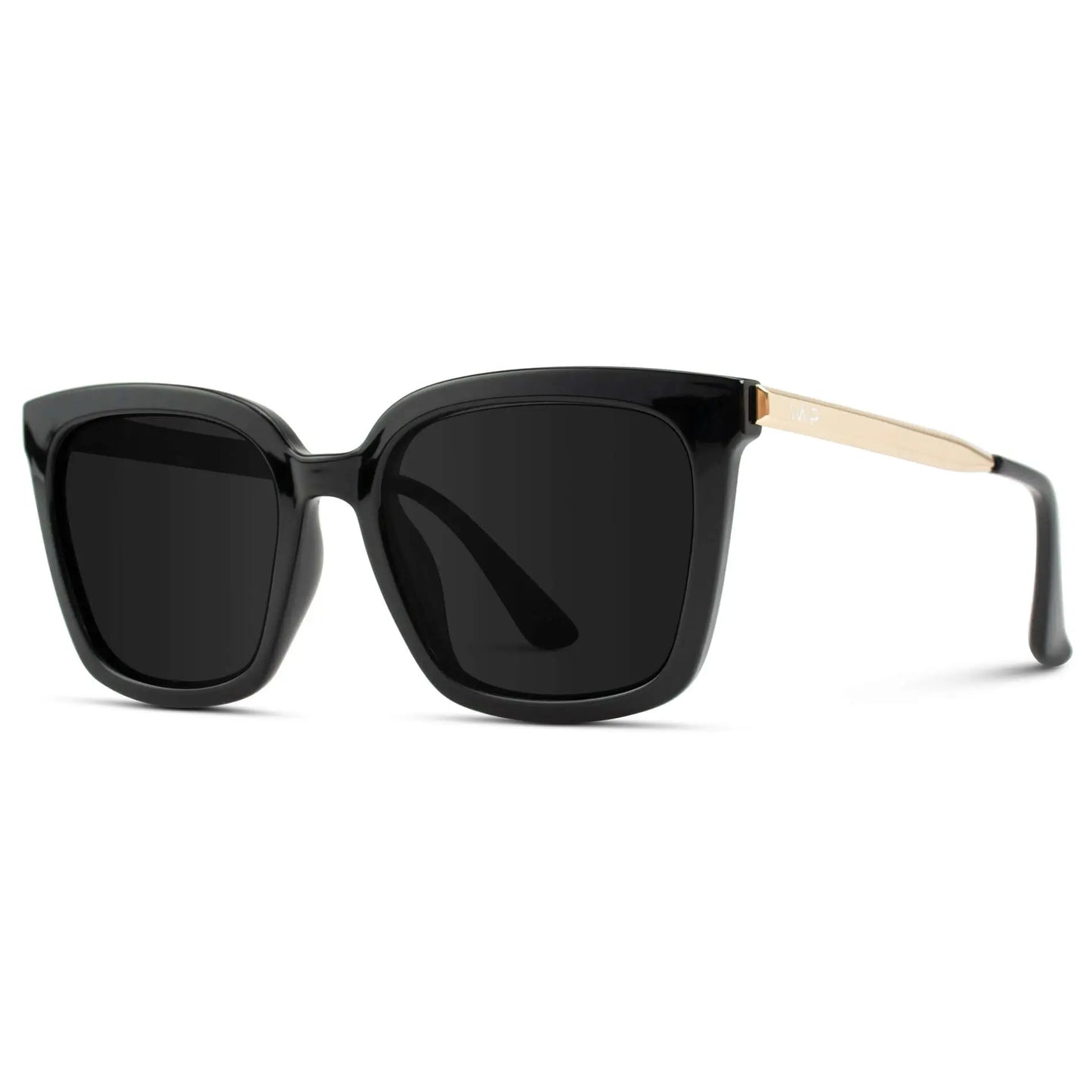 Black / Black Lens || Women's Black Oversized Square Frame Sunglasses with Black Polarized Lenses