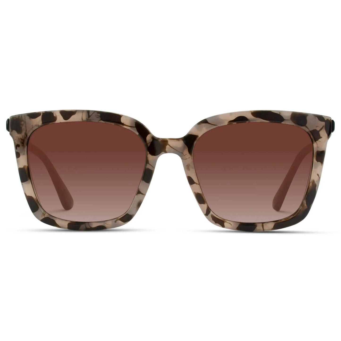 Blush Pink Tortoise / Gradient Brown Lens || Women's Pink Tortoise Oversized Square Frame Sunglasses with Brown Polarized Lenses