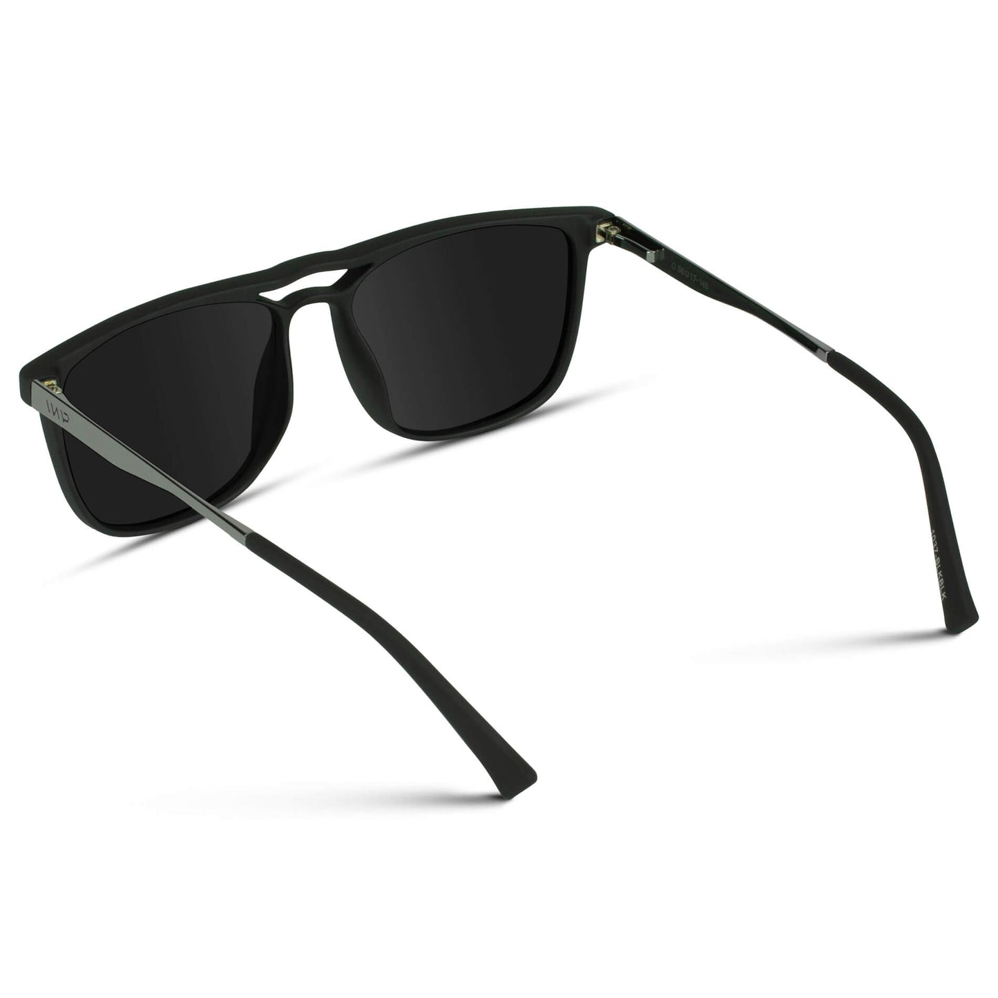 Jade Black || Matte Black Aviator Sunglasses with Silver Stainless Steel Arms