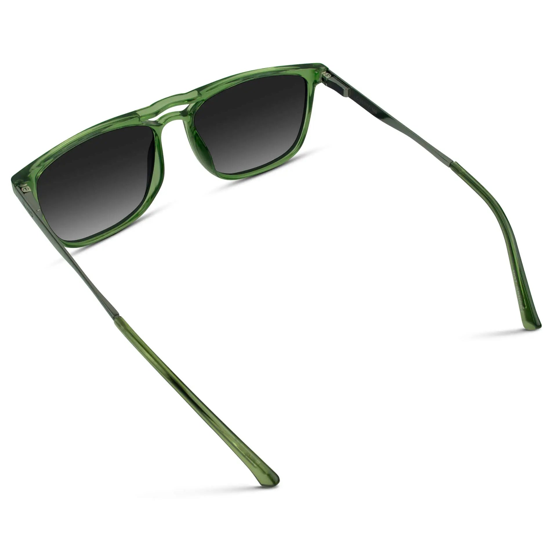 Emerald Green / Black Gradient Lens || Crystal Emerald Green Square Aviator Polarized Sunglasses with Gunmetal Stainless Steel Arms