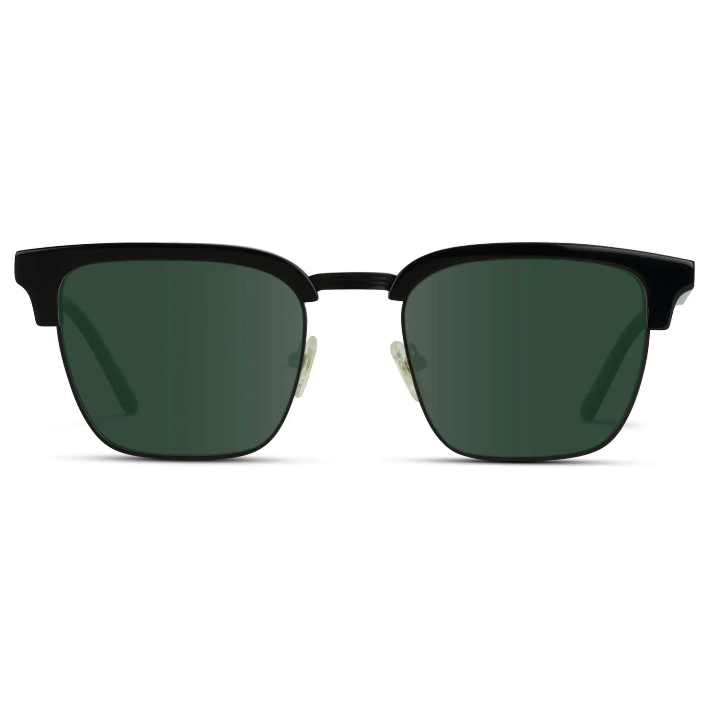 Black / G15 || Men's Black Horn Rimmed Prescription Sunglasses with Black Frame and Green Lenses