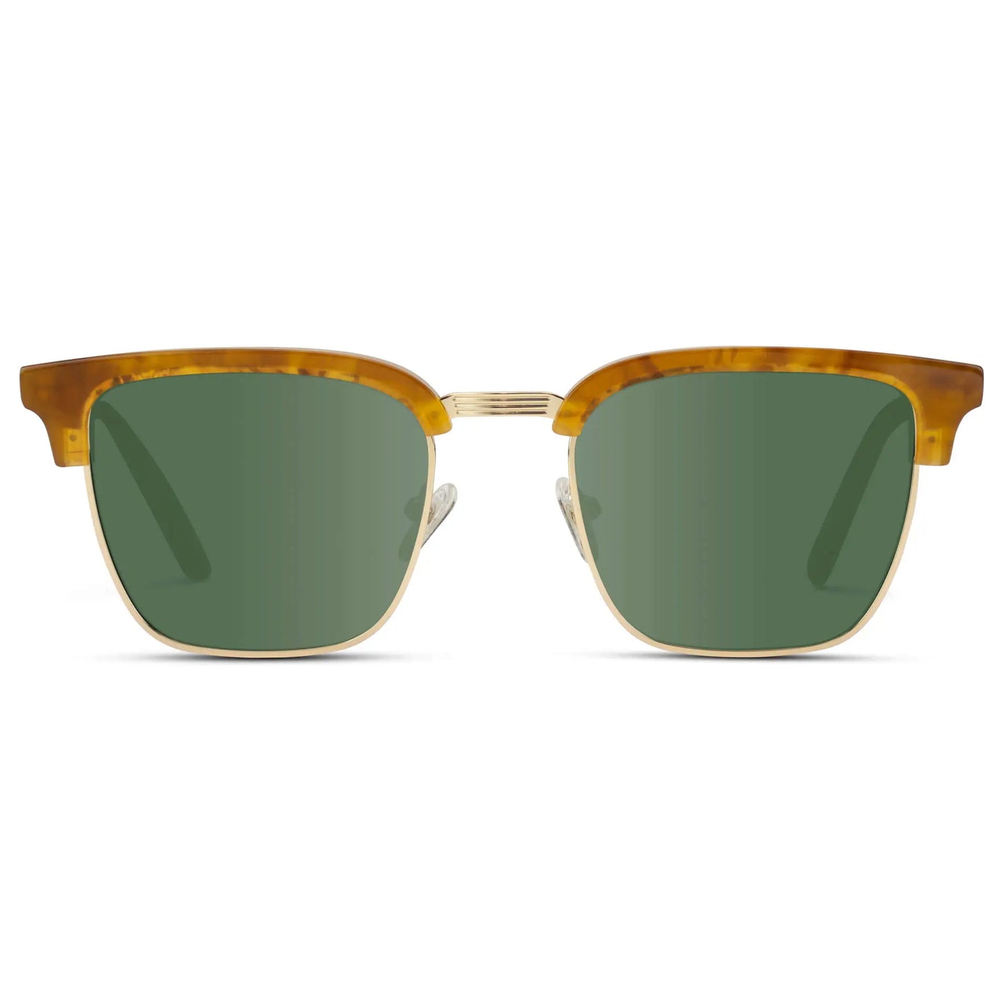 Savana Tortoise / Smoke Green Lens || Light Tortoise Horn Rimmed Polarized Sunglasses with Green Lenses