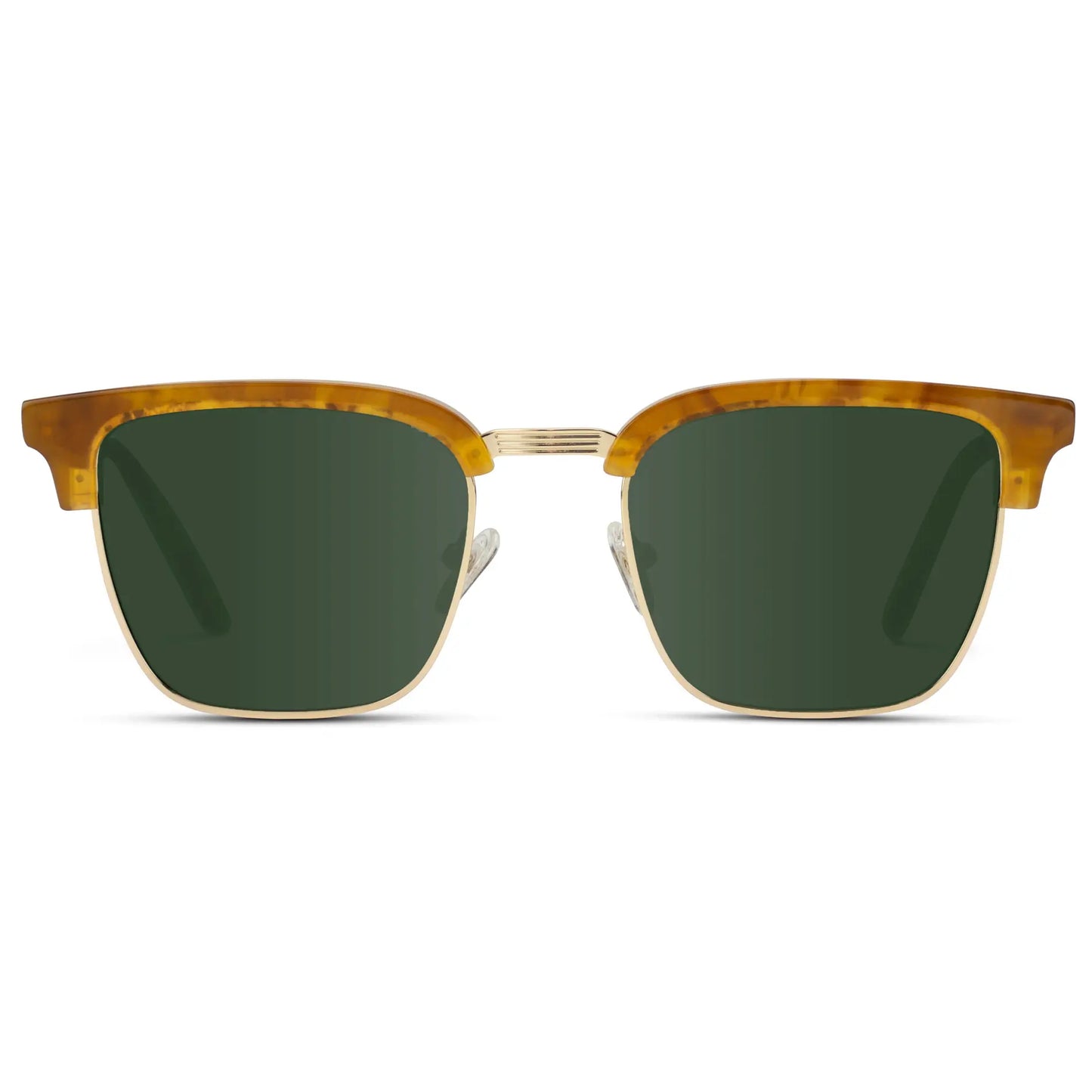Savana Tortoise / Smoke Green Lens || Light Tortoise Horn Rimmed Polarized Sunglasses with Green Lenses
