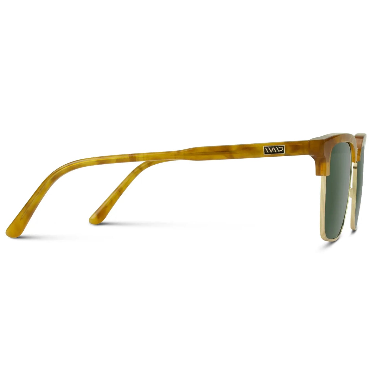 Savana Tortoise / Smoke Green Lens || Light Tortoise Horn Rimmed Polarized Sunglasses with Green Lenses