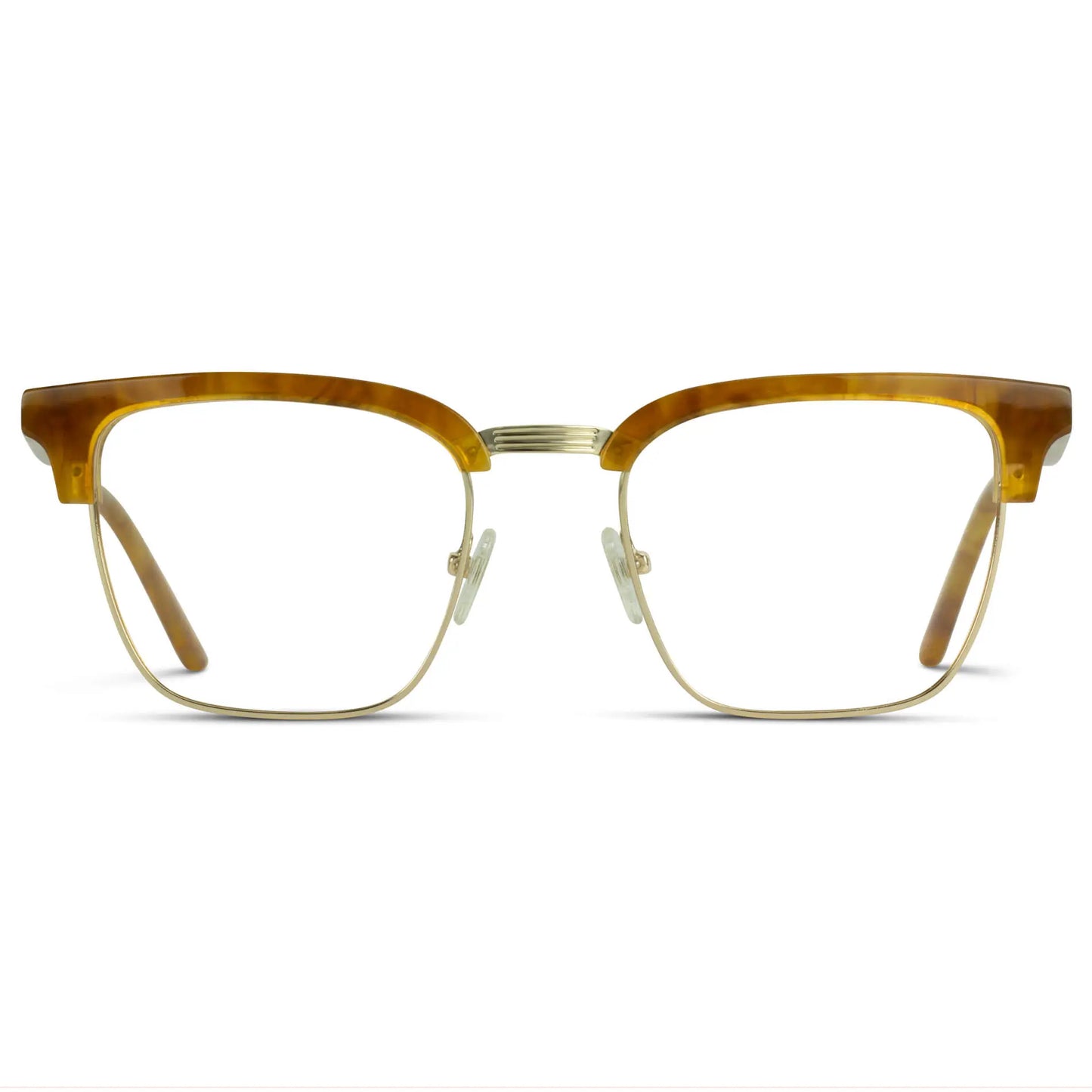 Savana Tortoise || Men's Horn Rimmed Prescription Glasses with Savana Tortoise Frame and Clear Lenses on a white background