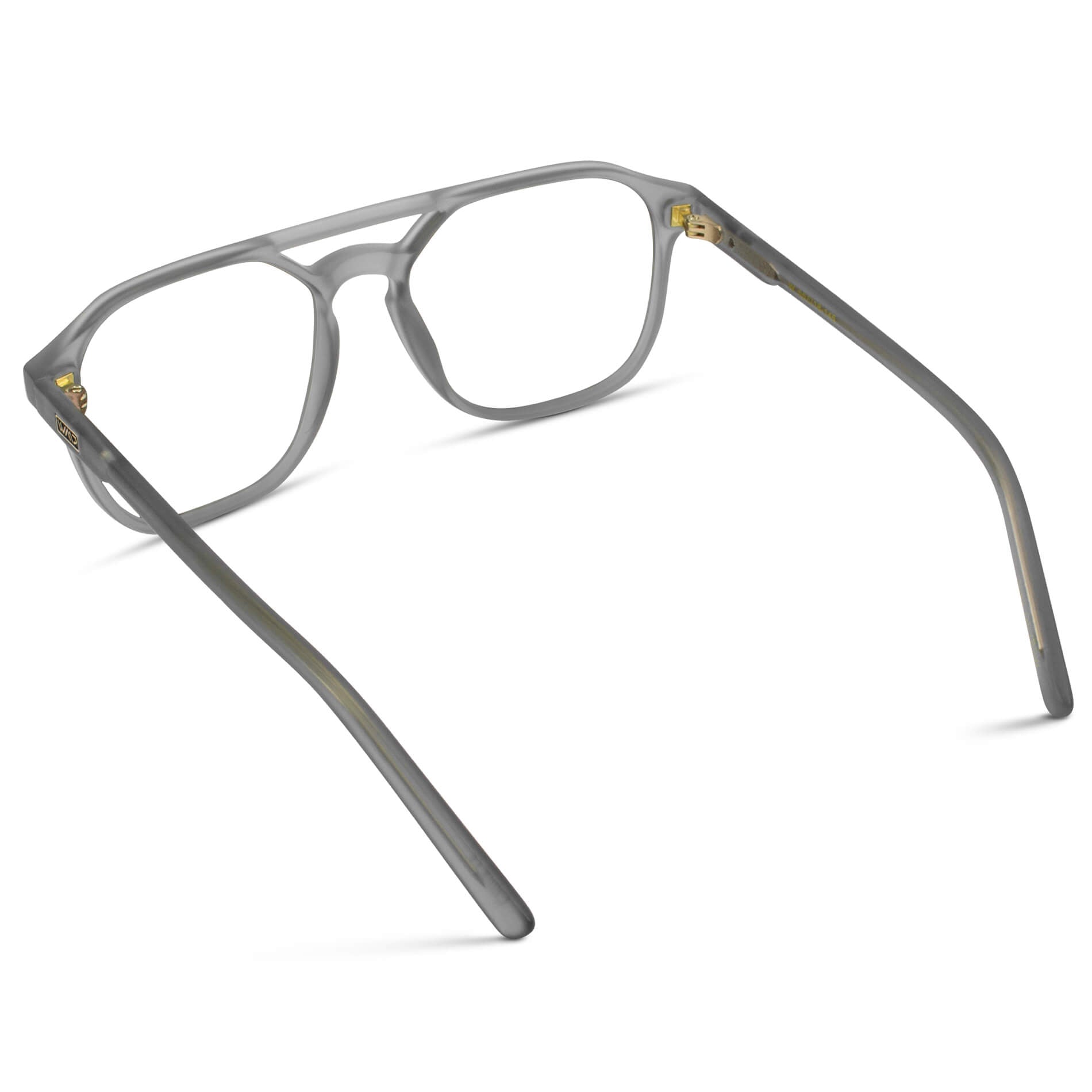 Moonrock Grey || Double Bridge Geometric Square Prescription Eyeglasses with Grey Acetate Frame and Clear Lenses
