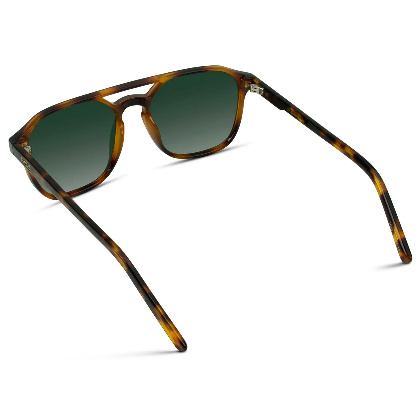 Whiskey Brown Tortoise / Smoke Green Gradient Lens || Modern Square Double Bridge Aviator Sunglasses with Green Polarized Lenses