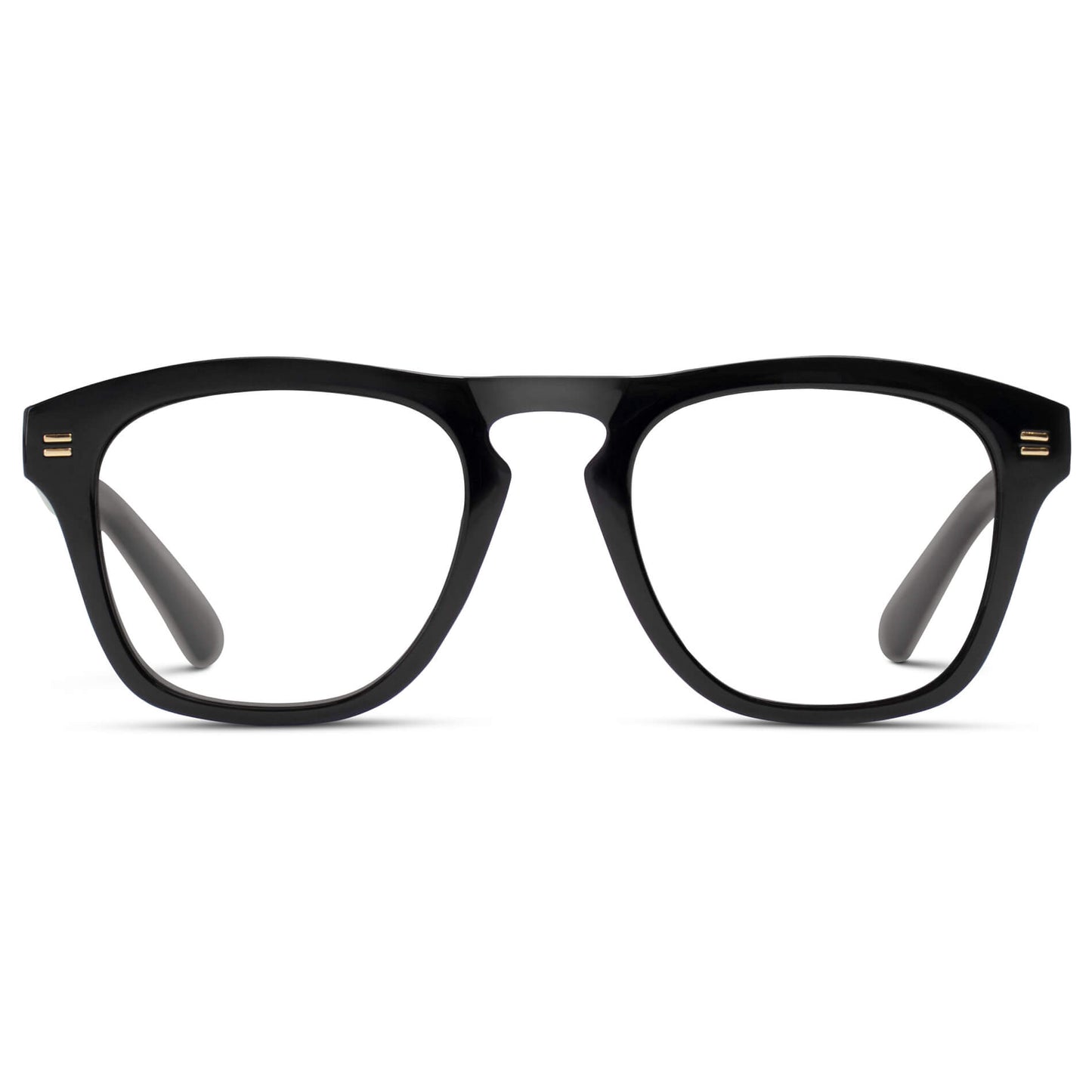 Black || Black Square Frame Glasses with Clear Prescription Lenses
