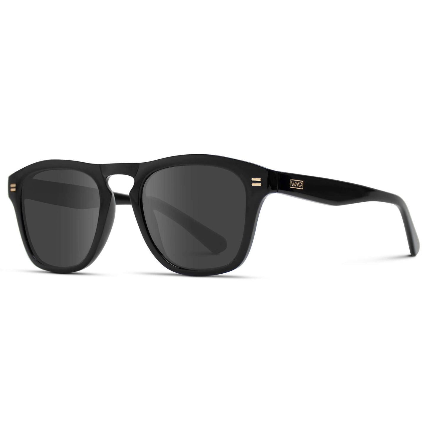 Black / Grey Lens || Black Square Frame Sunglasses with Grey Prescription Lenses