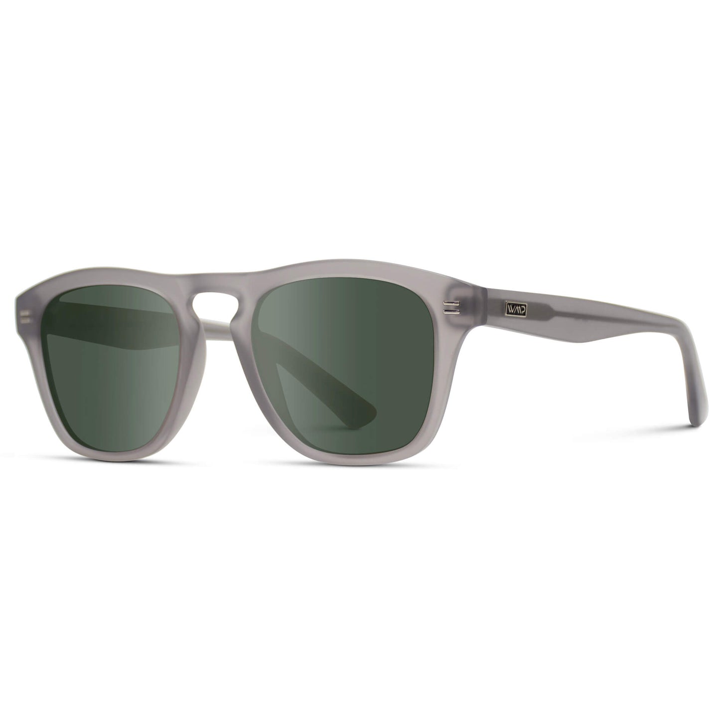 Moonrock Grey / G15 Lens || Grey Square Frame Sunglasses with Green Prescription Lenses