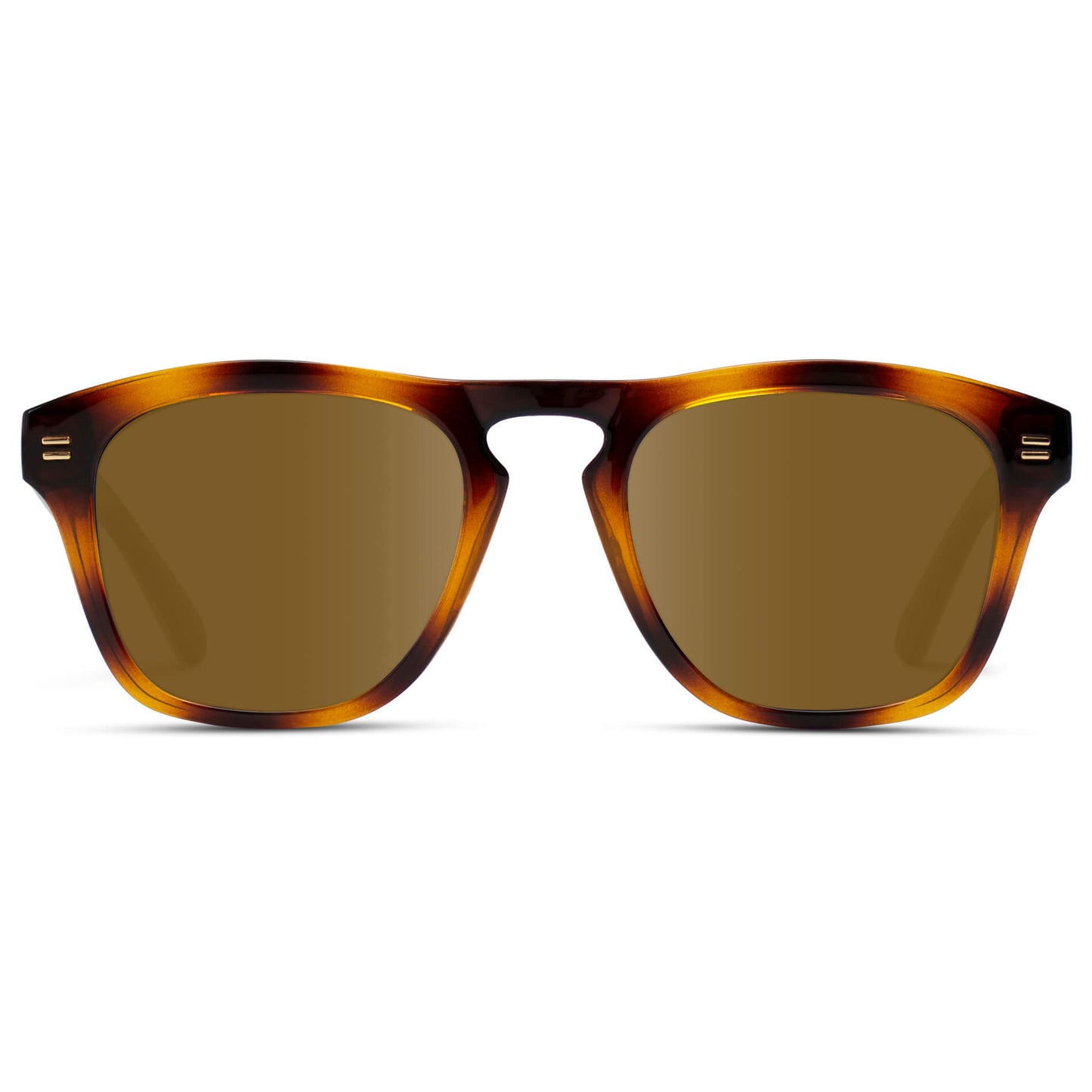 Whiskey Brown Tortoise / Amber Lens || Tortoise Square Frame Sunglasses with Amber Prescription Lenses