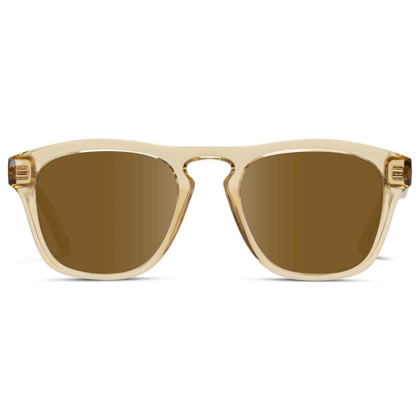 Champagne Crystal / Amber Lens || Yellow Square Frame Sunglasses with Amber Prescription Lenses