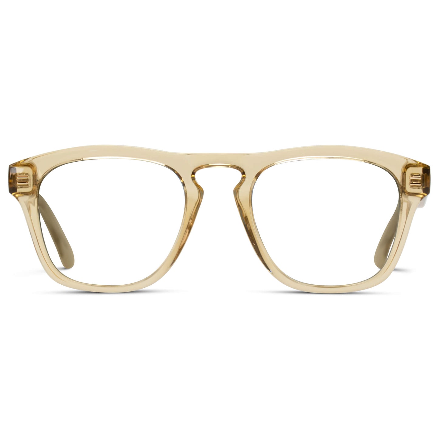 Champagne Crystal || Yellow Square Frame Glasses with Clear Prescription Lenses