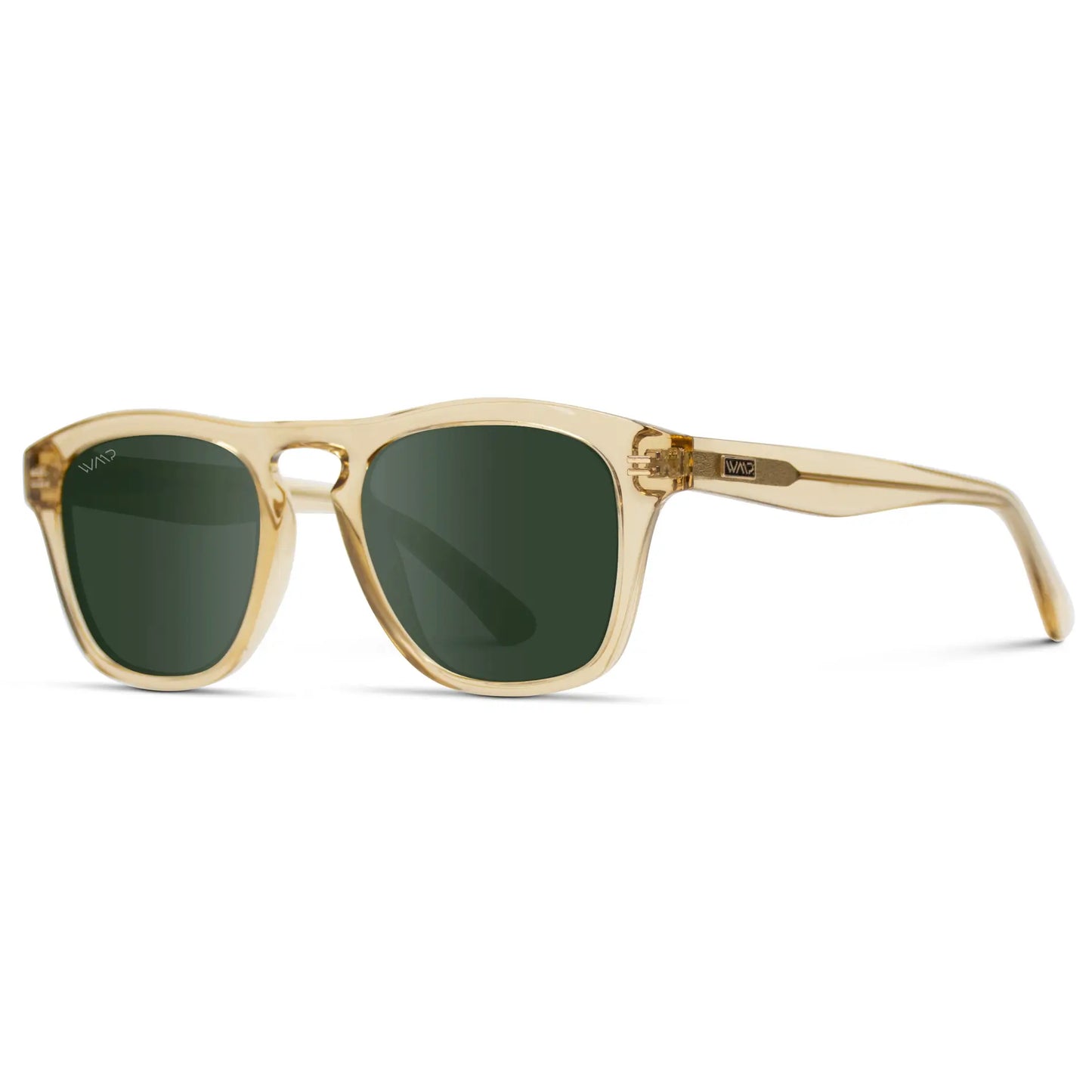 Champagne Crystal / Smoke Green Lens || Champagne Crystal Sunglasses with Smoke Green Polarized Lenses