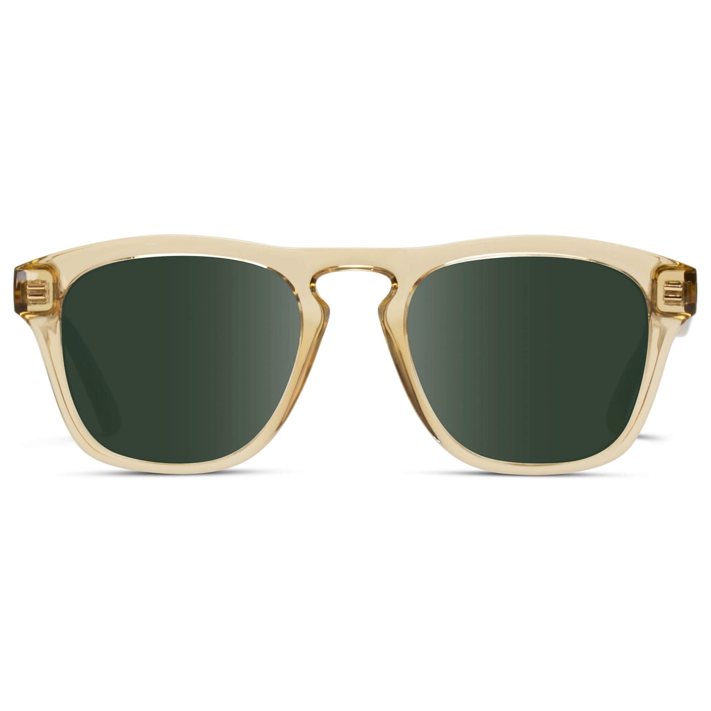 Champagne Crystal / G15 Lens || Yellow Square Frame Sunglasses with Green Prescription Lenses