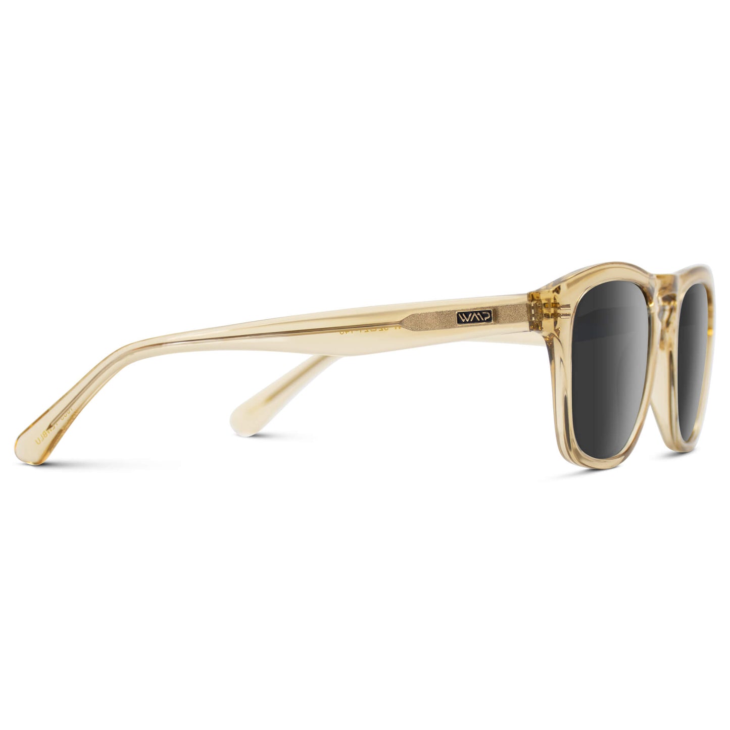 Champagne Crystal / Grey Lens || Yellow Square Frame Sunglasses with Grey Prescription Lenses