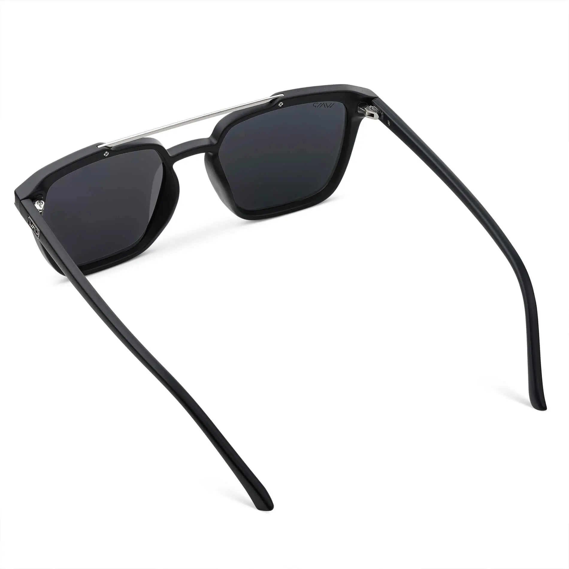 Matte Black / Black Lens || Men's Black Square Sunglasses with Black Polarized Lenses