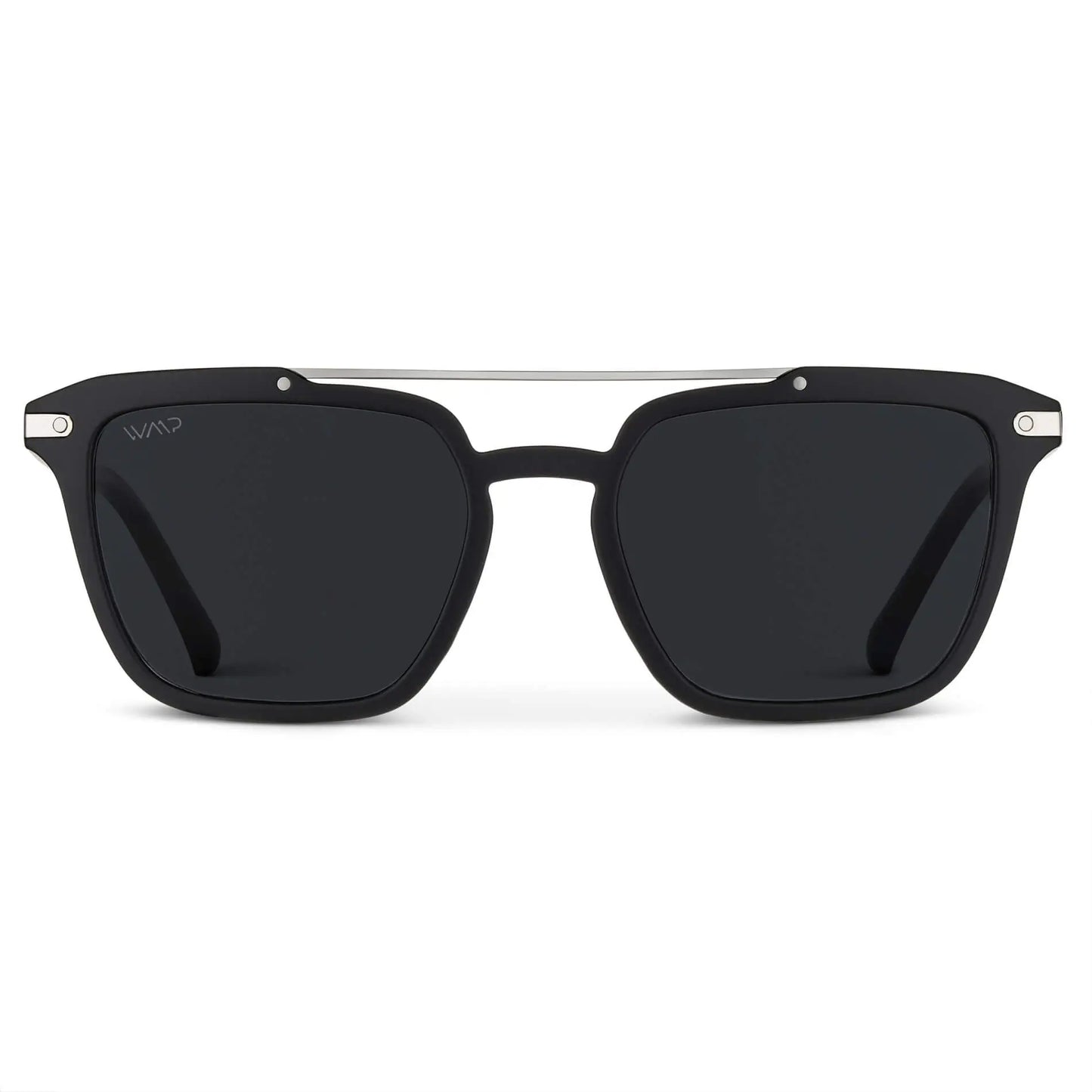 Matte Black / Black Lens || Men's Black Square Sunglasses with Black Polarized Lenses