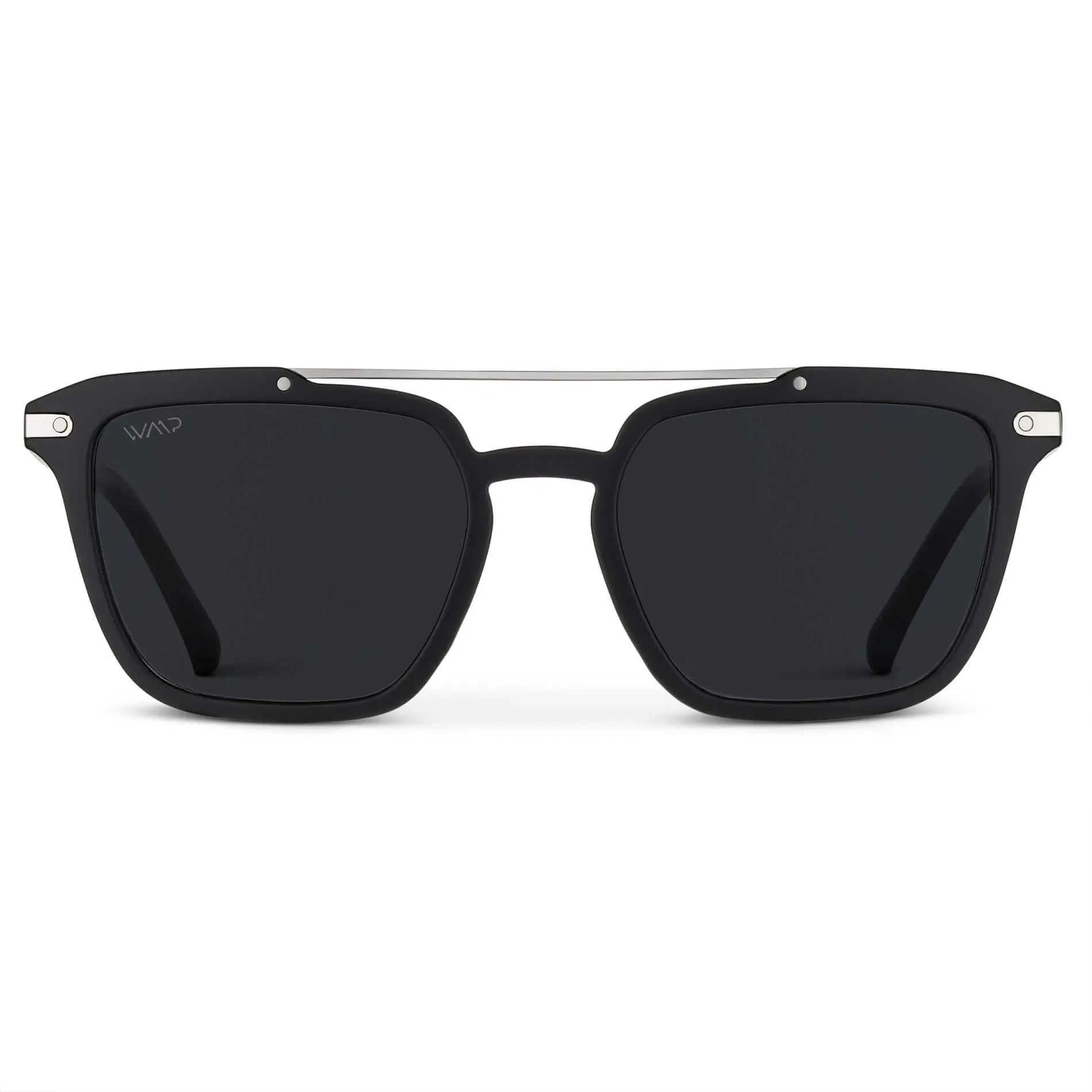 Matte Black / Black Lens || Men's Black Square Sunglasses with Black Polarized Lenses