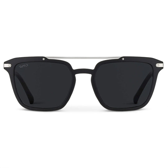 Matte Black / Black Lens || Men's Black Square Sunglasses with Black Polarized Lenses
