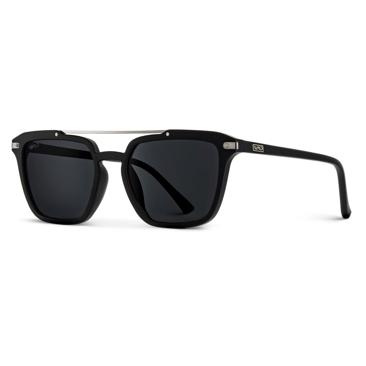 Matte Black / Black Lens || Black Square Sunglasses with Black Lenses