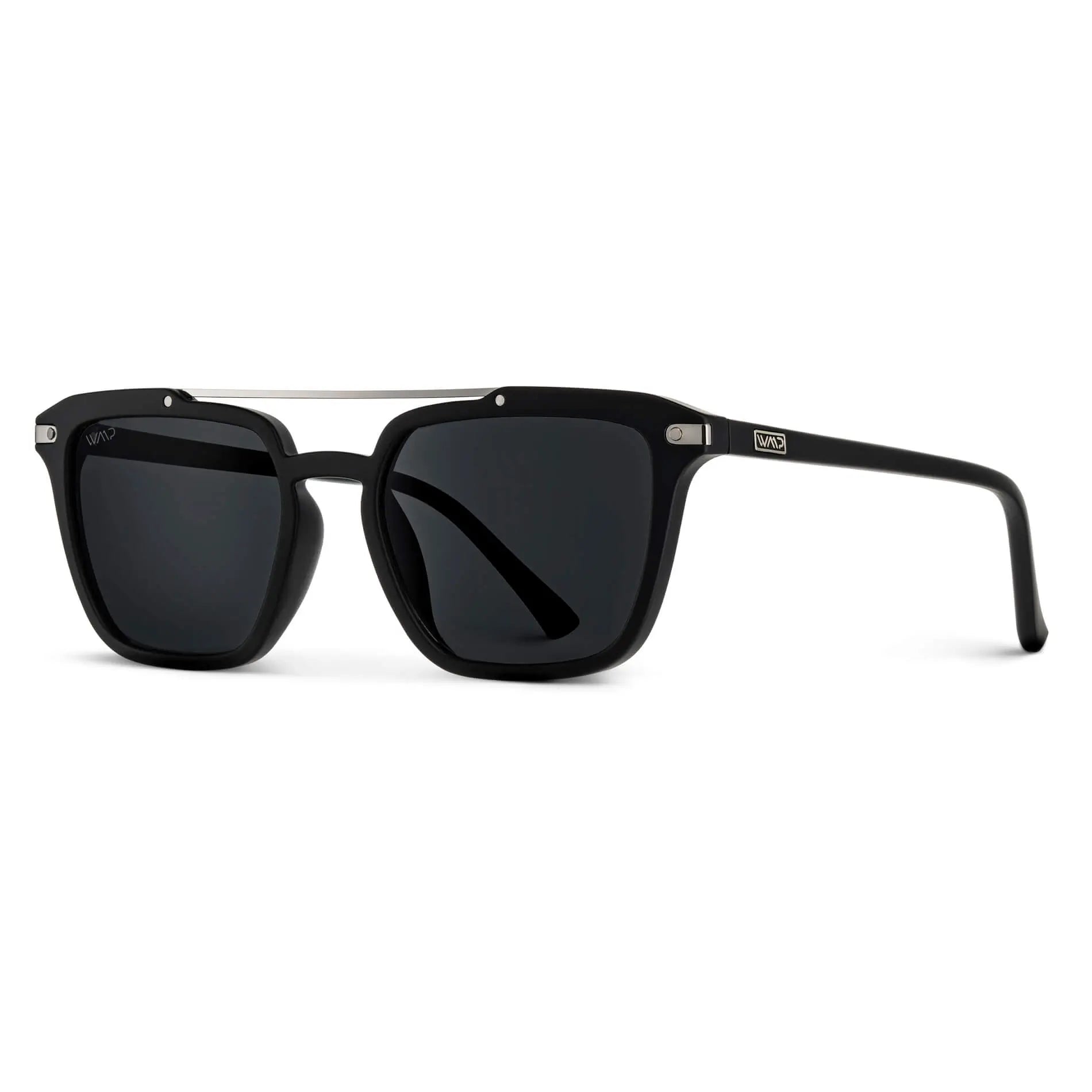 Matte Black / Black Lens || Men's Black Square Sunglasses with Black Polarized Lenses